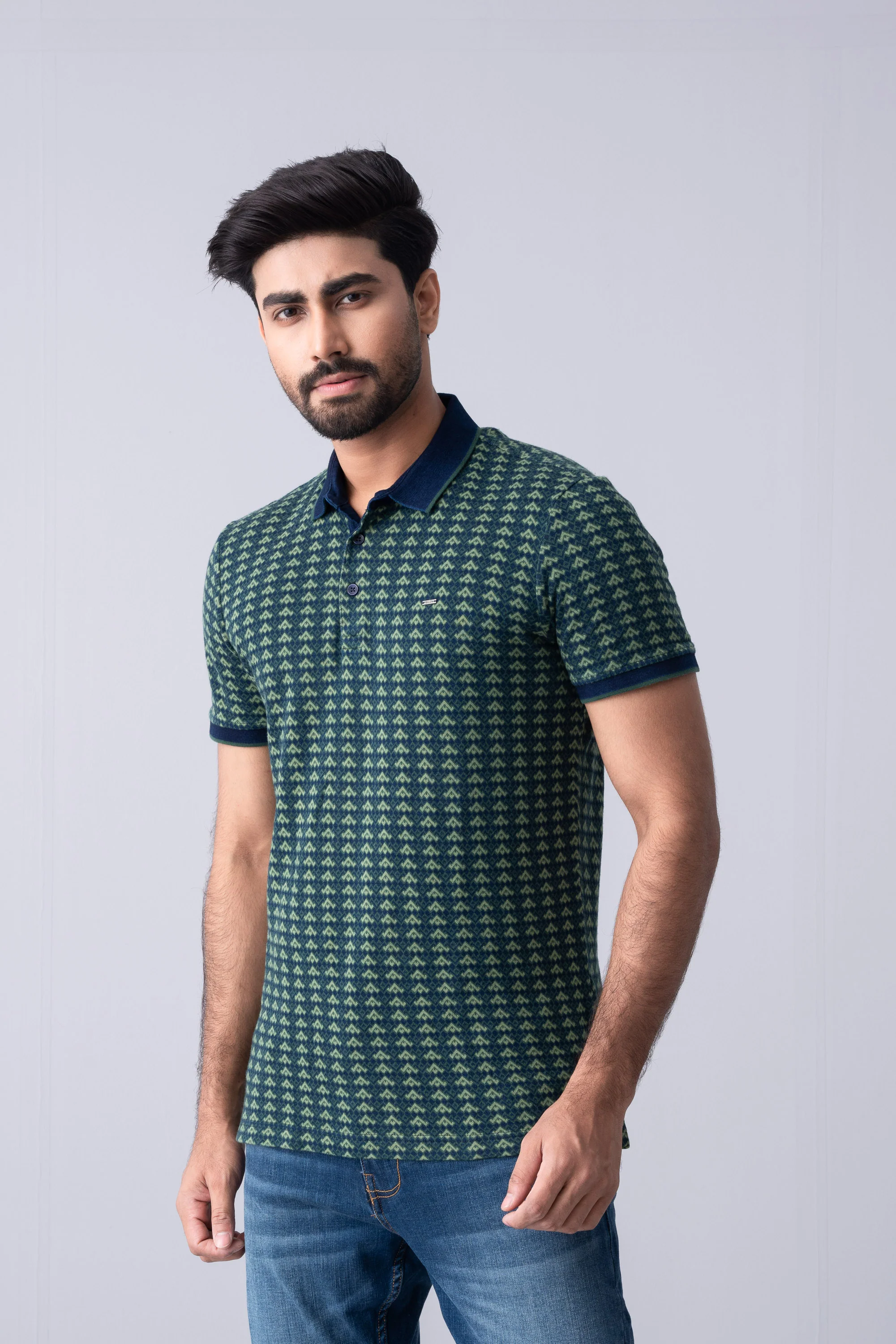 Regular Fit Washed Indigo Polo Shirt - XTXFMF