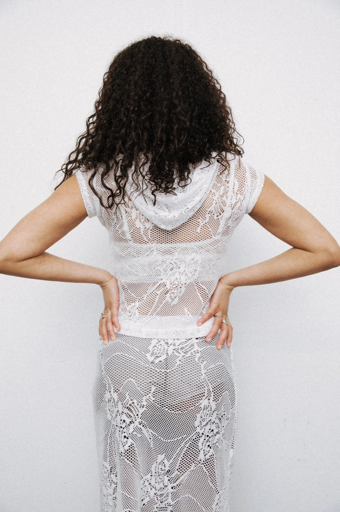 White Crochet Hoodie - XTXFMF