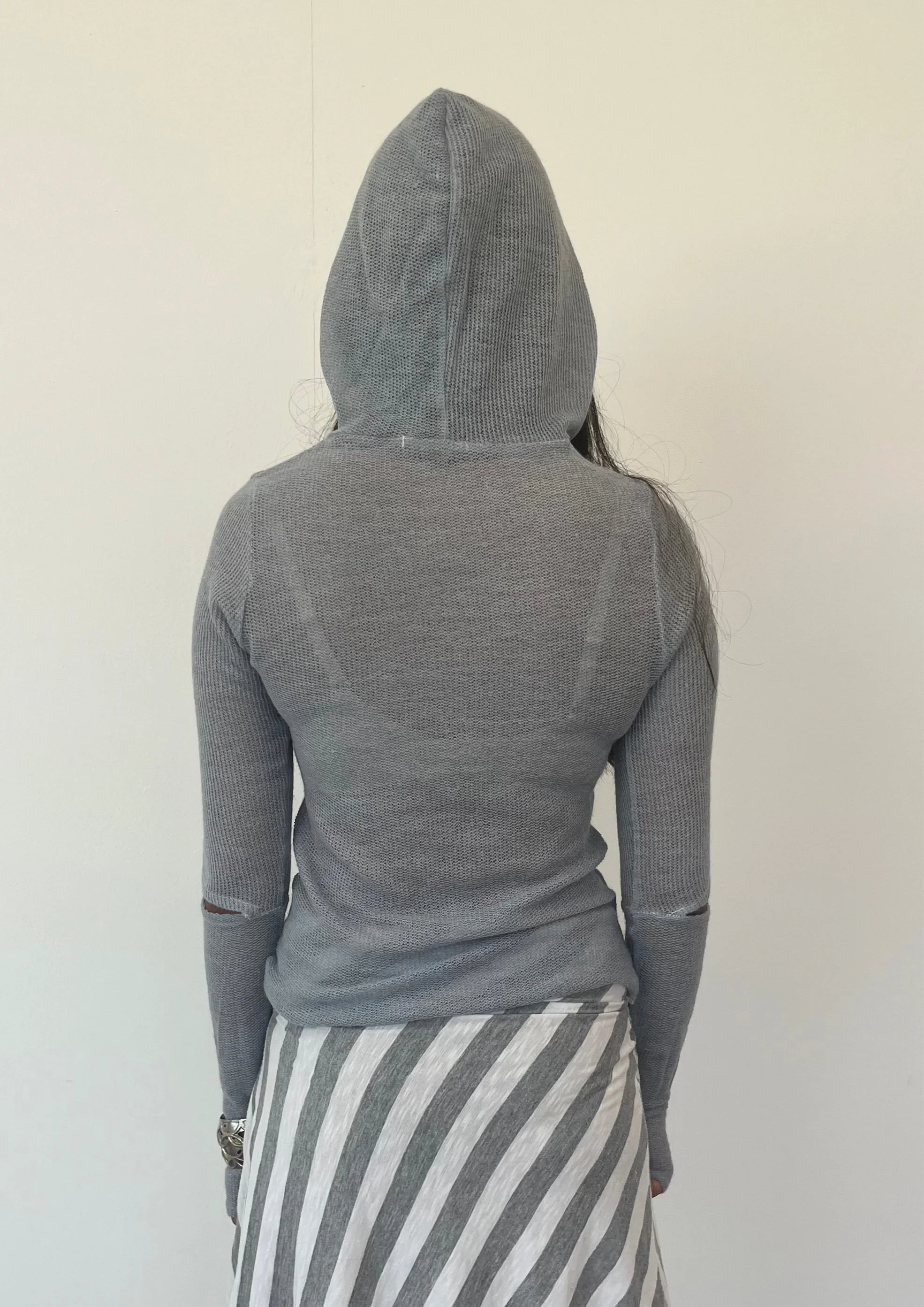 Blue Knit Hoodie - XTXFMF