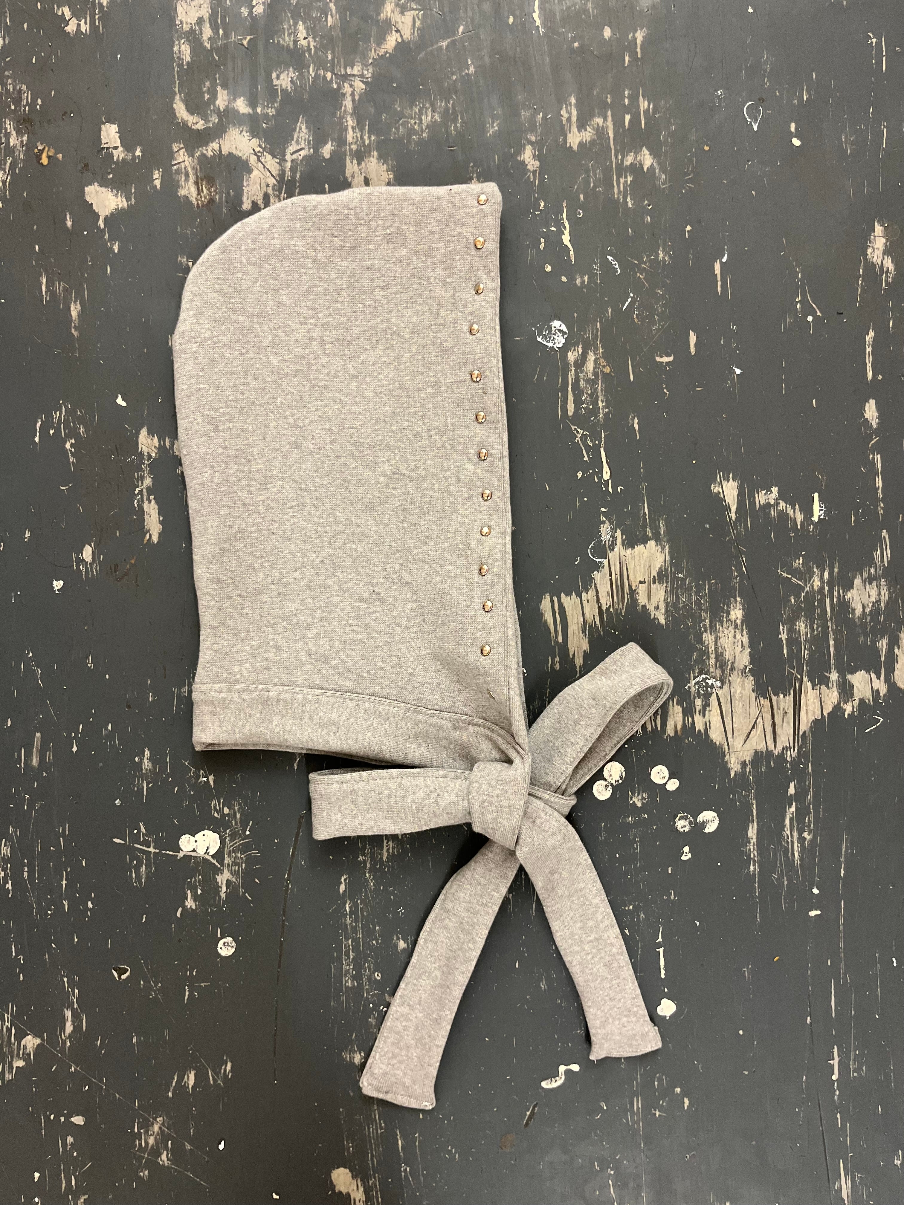 Grey Jersey Studded Bonnet - XTXFMF