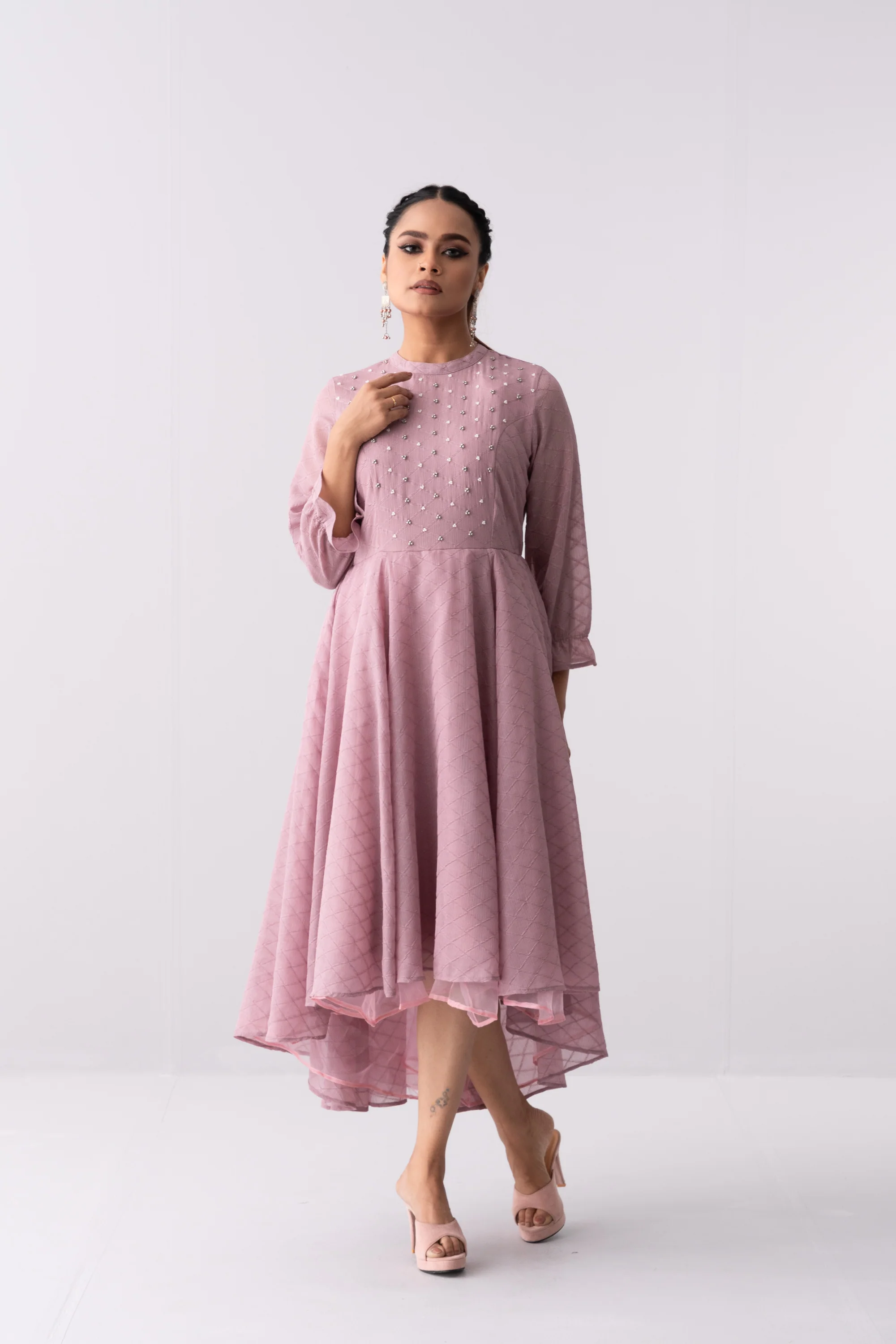 Jacquard Shimmer Georgette Long Dress - XTXFMF