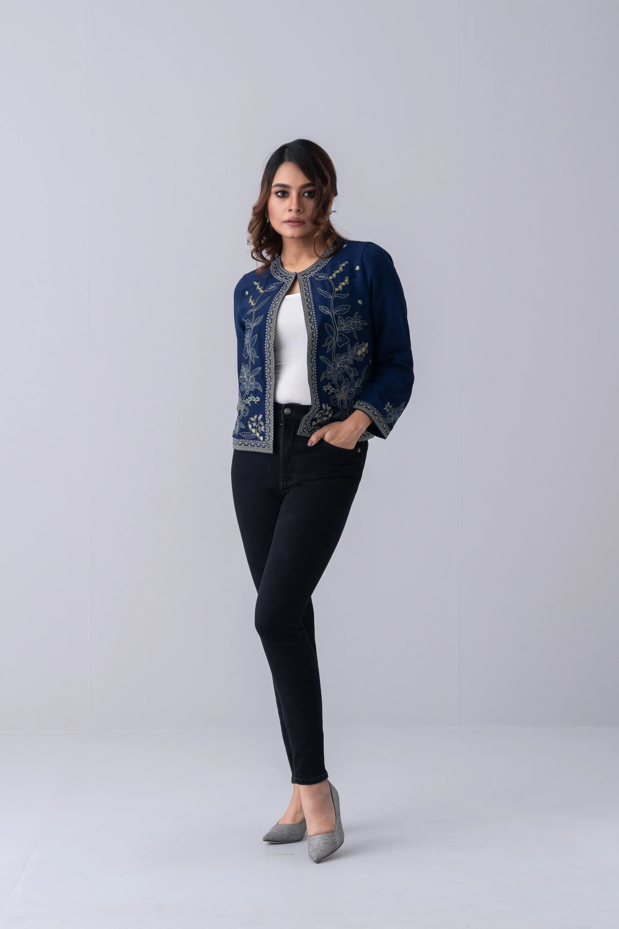 Embroidered Georgette Bolero Top - XTXFMF