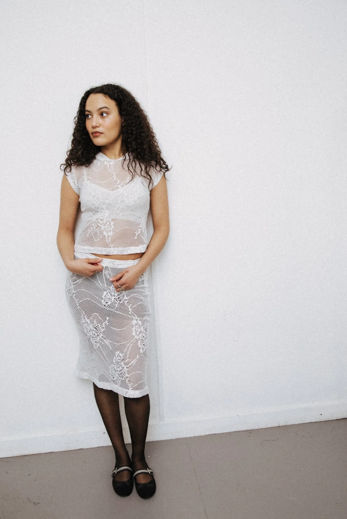 White Crochet Midi Skirt - XTXFMF