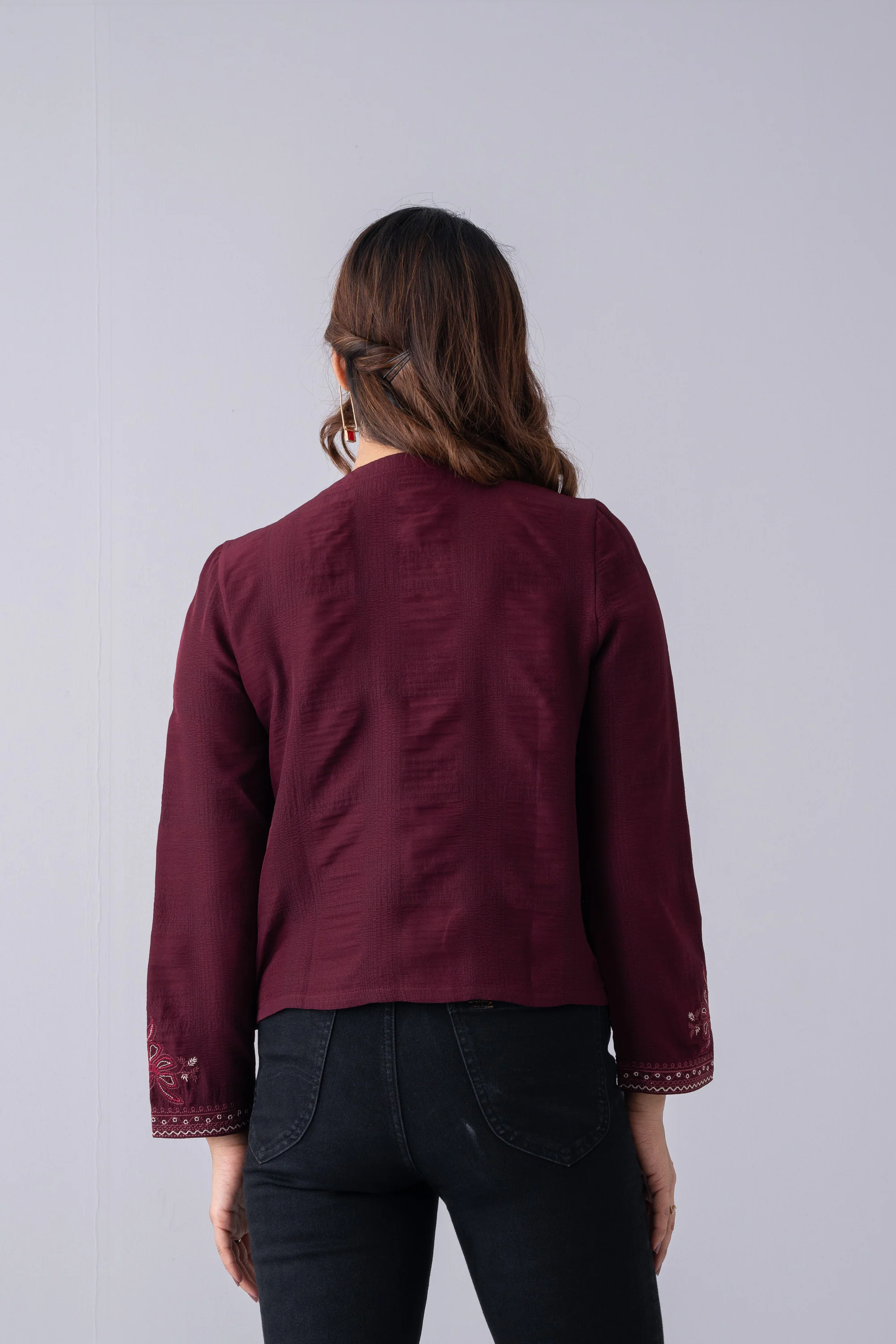 Embroidered Georgette Bolero Top - XTXFMF