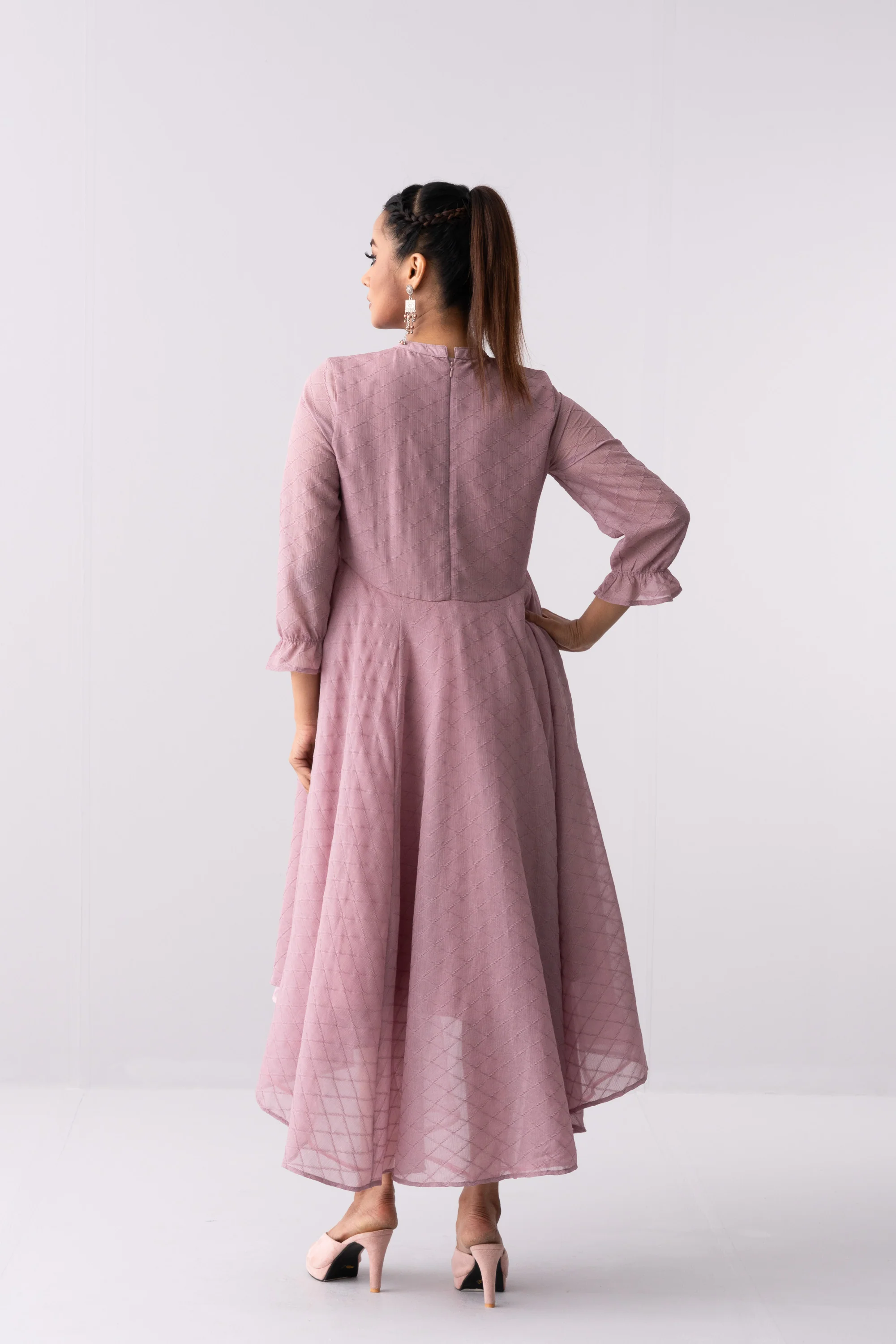 Jacquard Shimmer Georgette Long Dress - XTXFMF