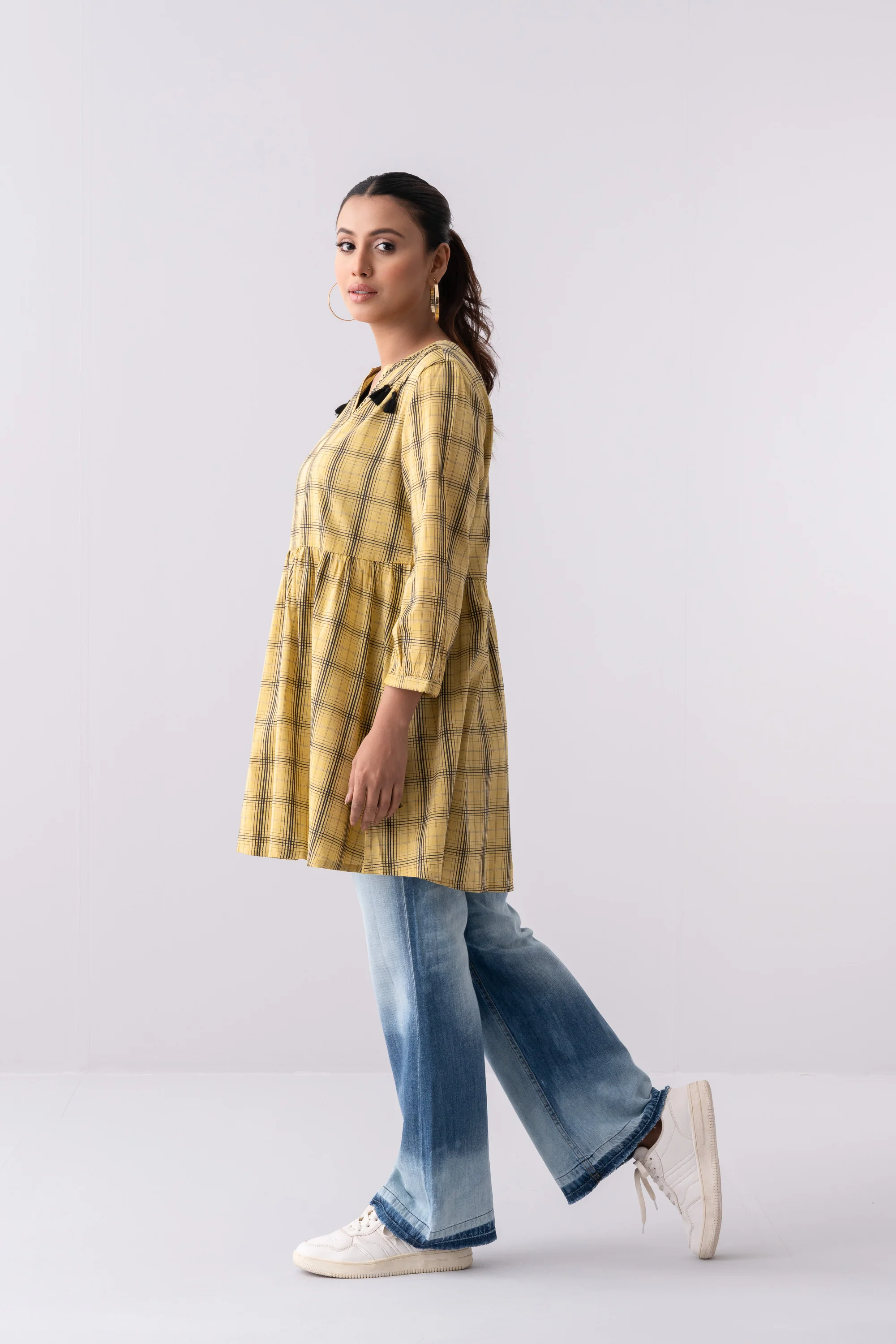 Oversized Fit Checkered Fashion Top - XTXFMF