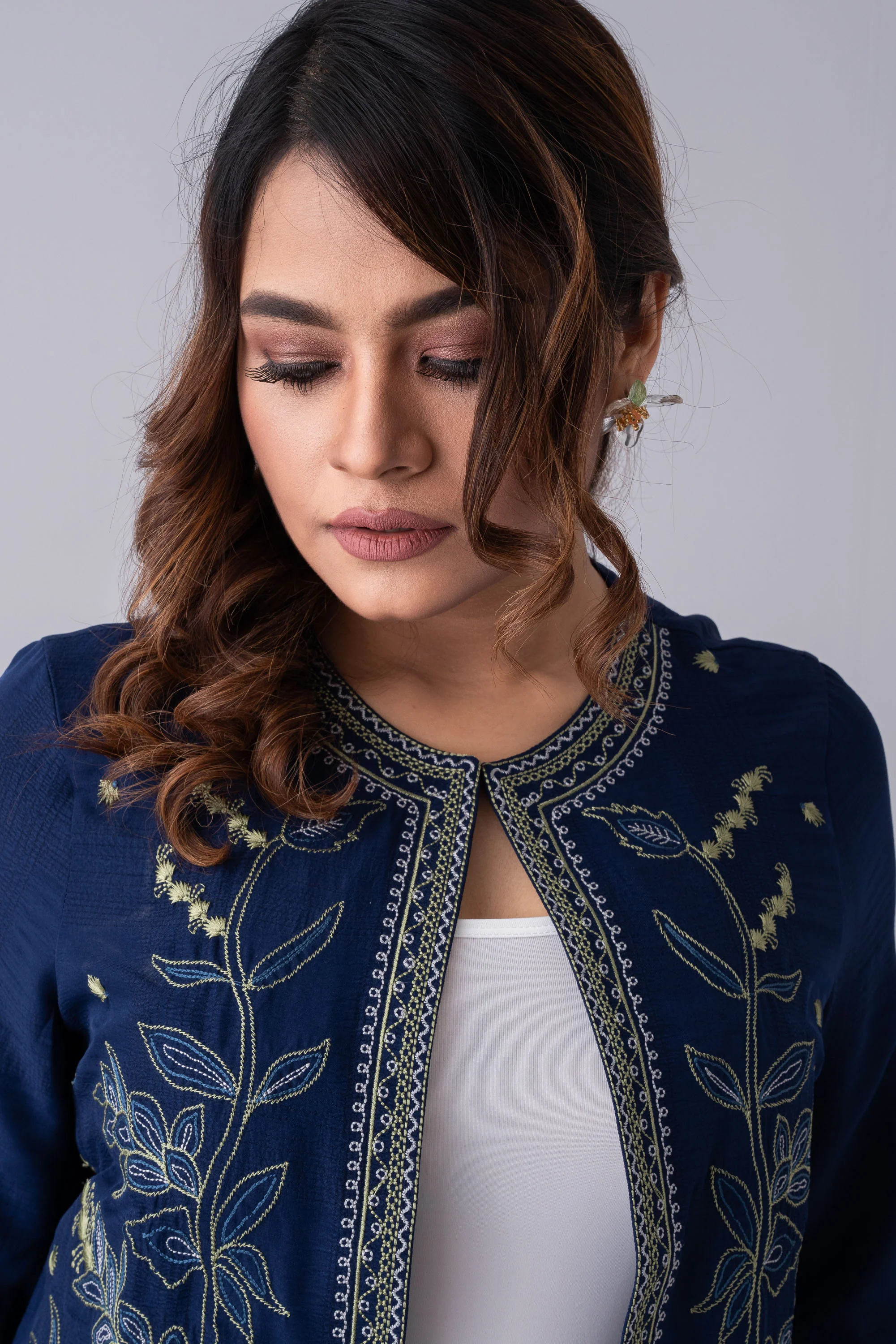 Embroidered Georgette Bolero Top - XTXFMF