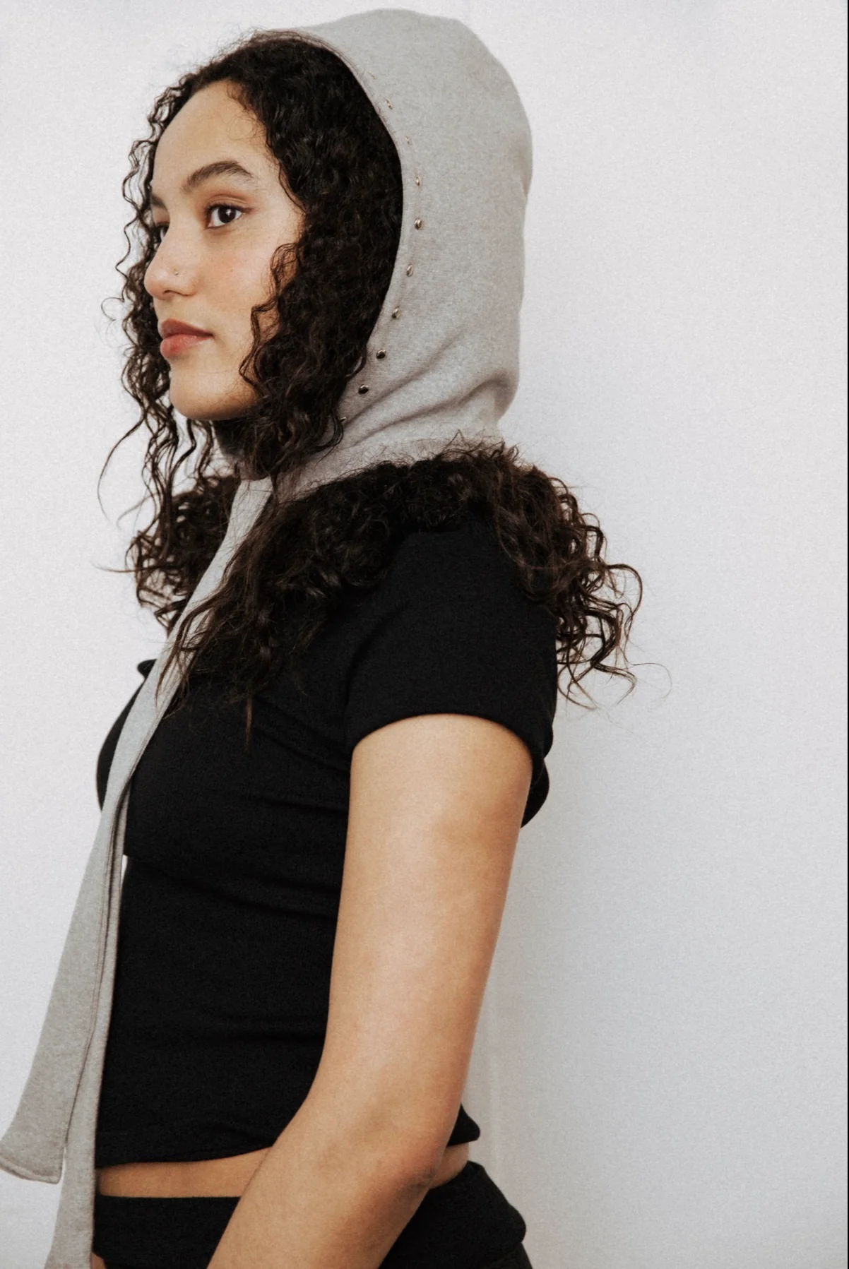 Grey Jersey Studded Bonnet - XTXFMF