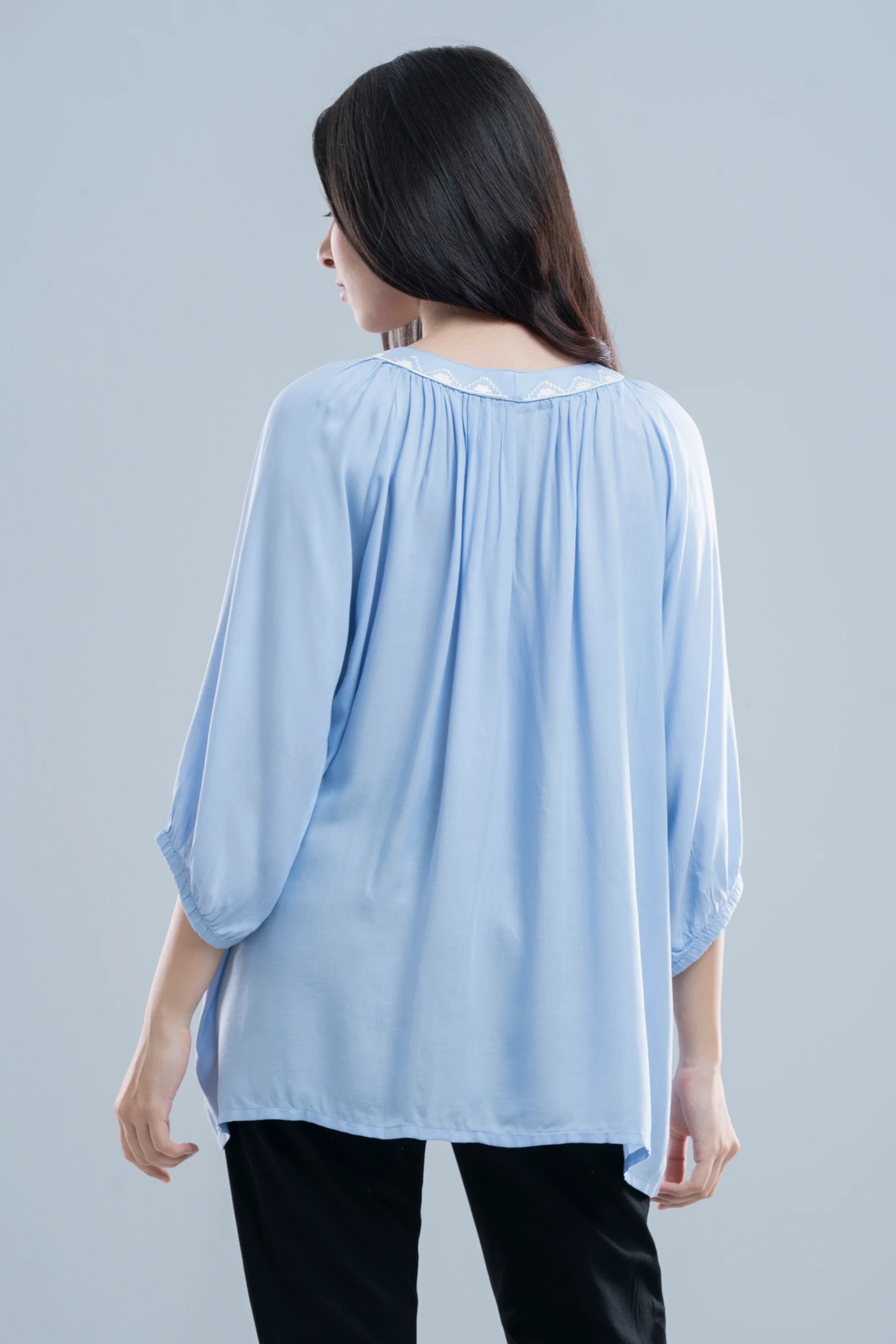 Relaxed Fit Embroidered Viscose Fashion Top - XTXFMF