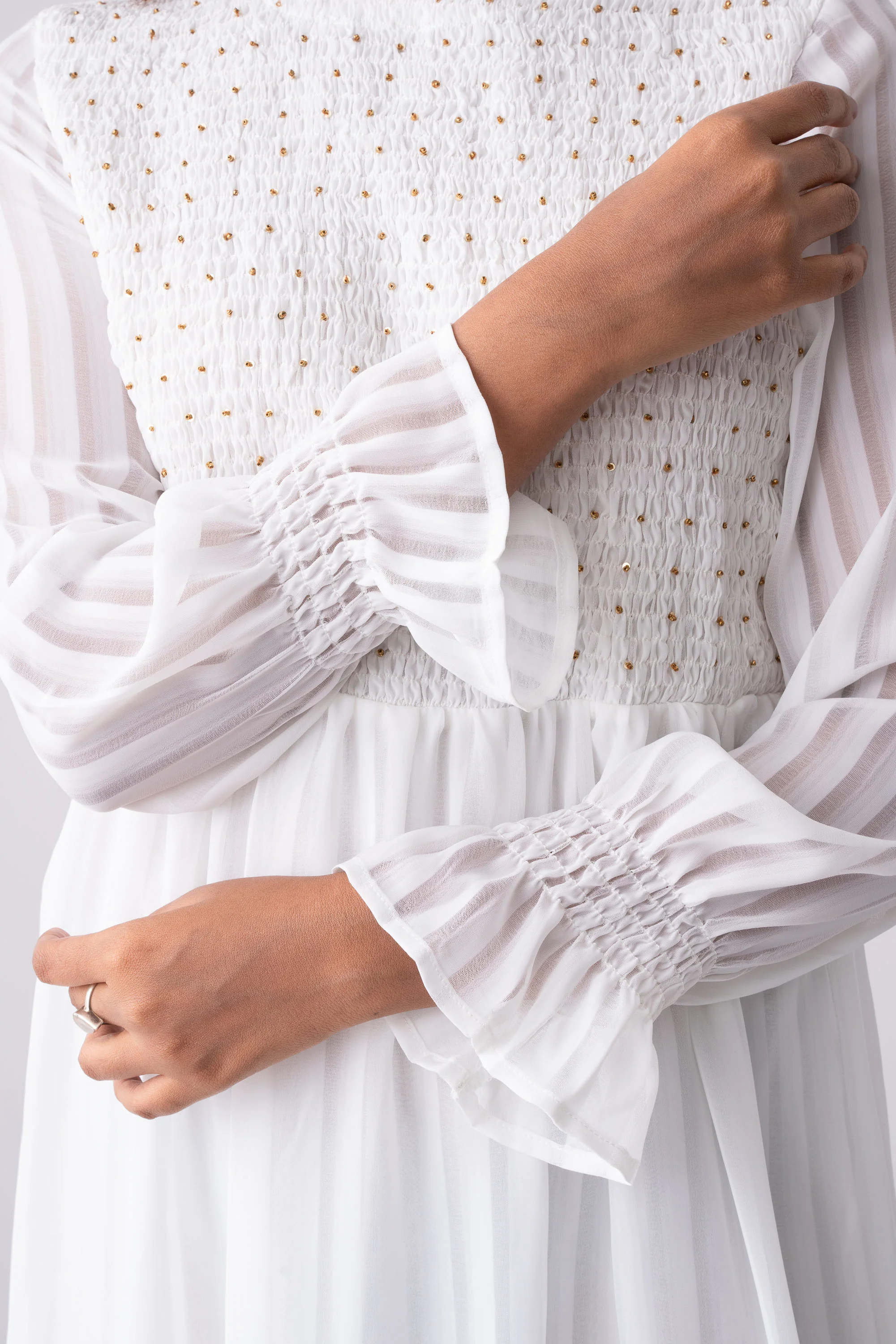 Jacquard Stripe Georgette Long Dress - XTXFMF