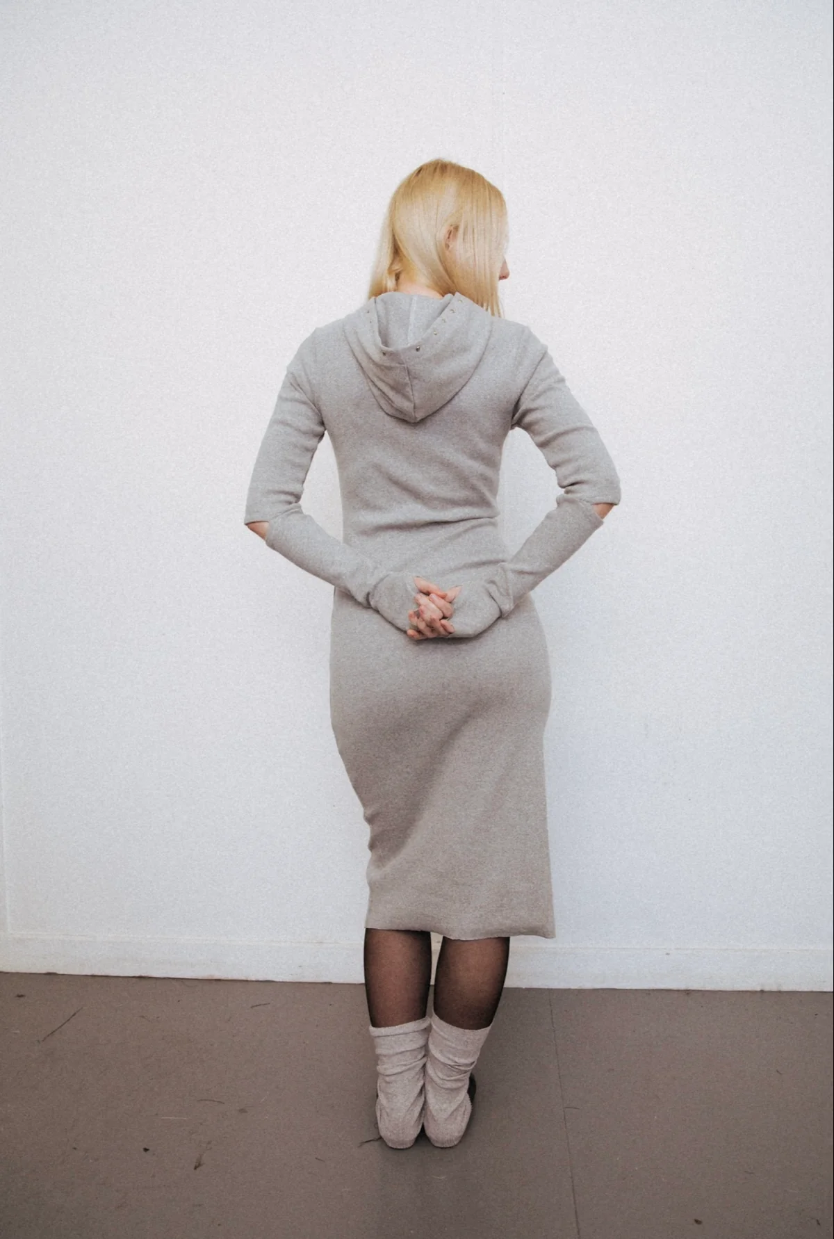 Grey Jersey Stud Dress - XTXFMF