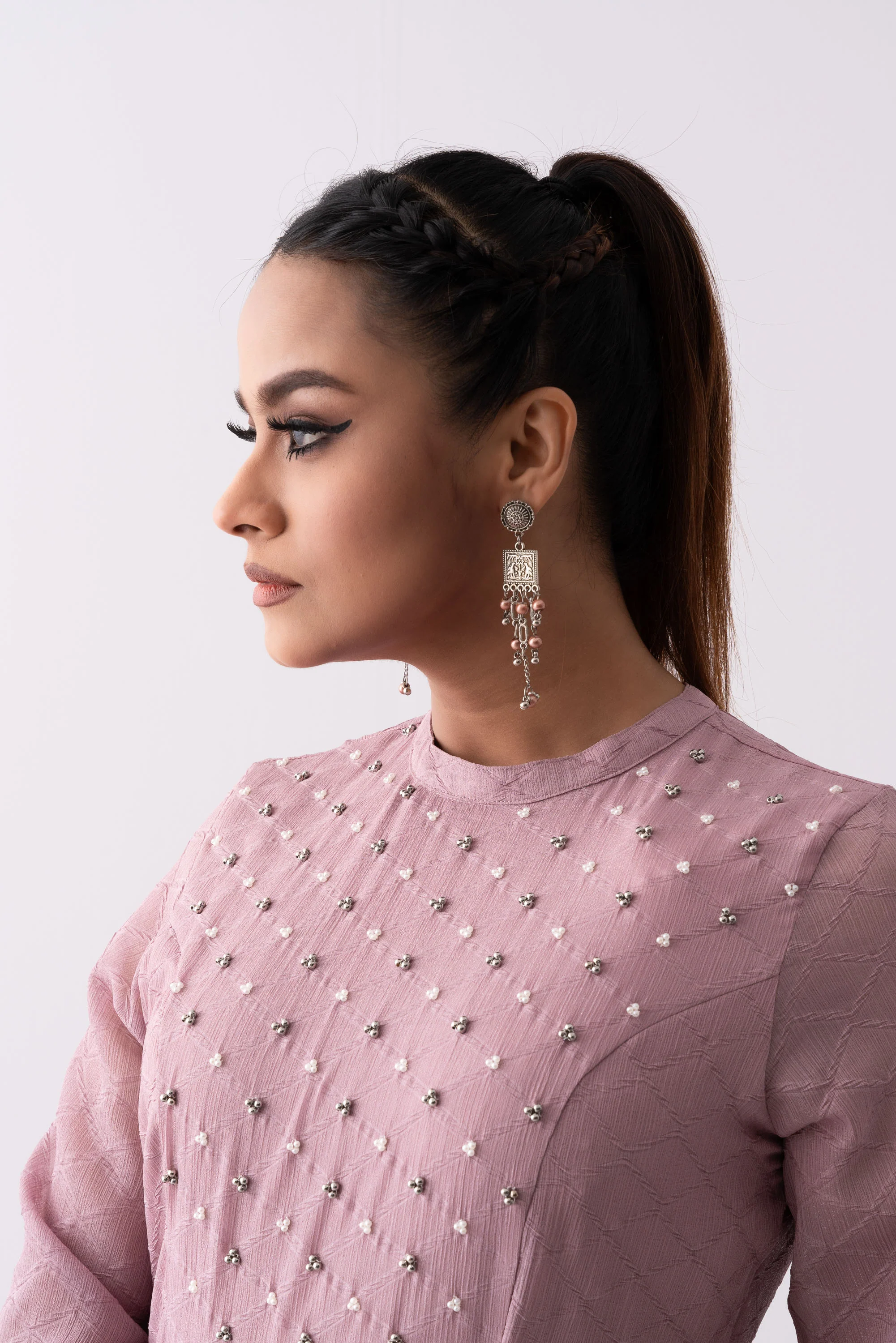 Jacquard Shimmer Georgette Long Dress - XTXFMF