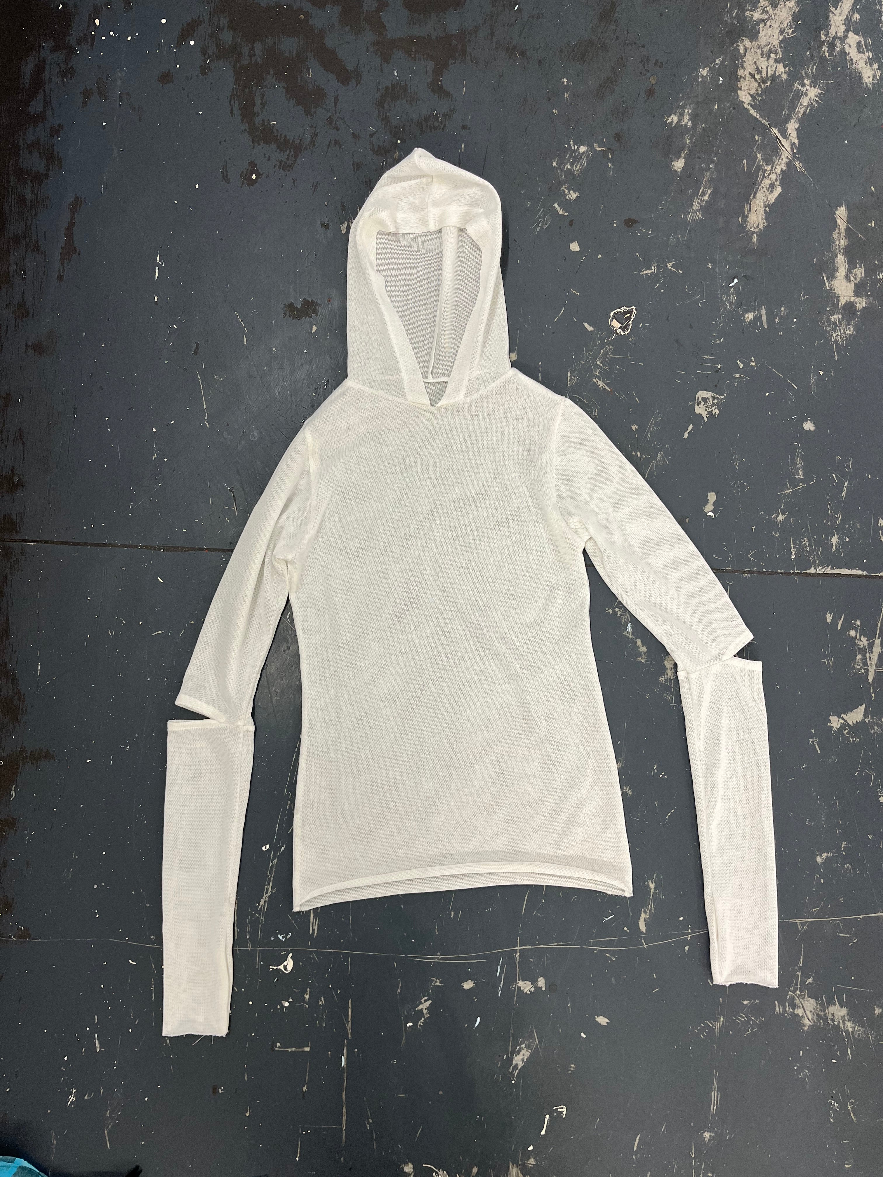 White Knit Hoodie - XTXFMF