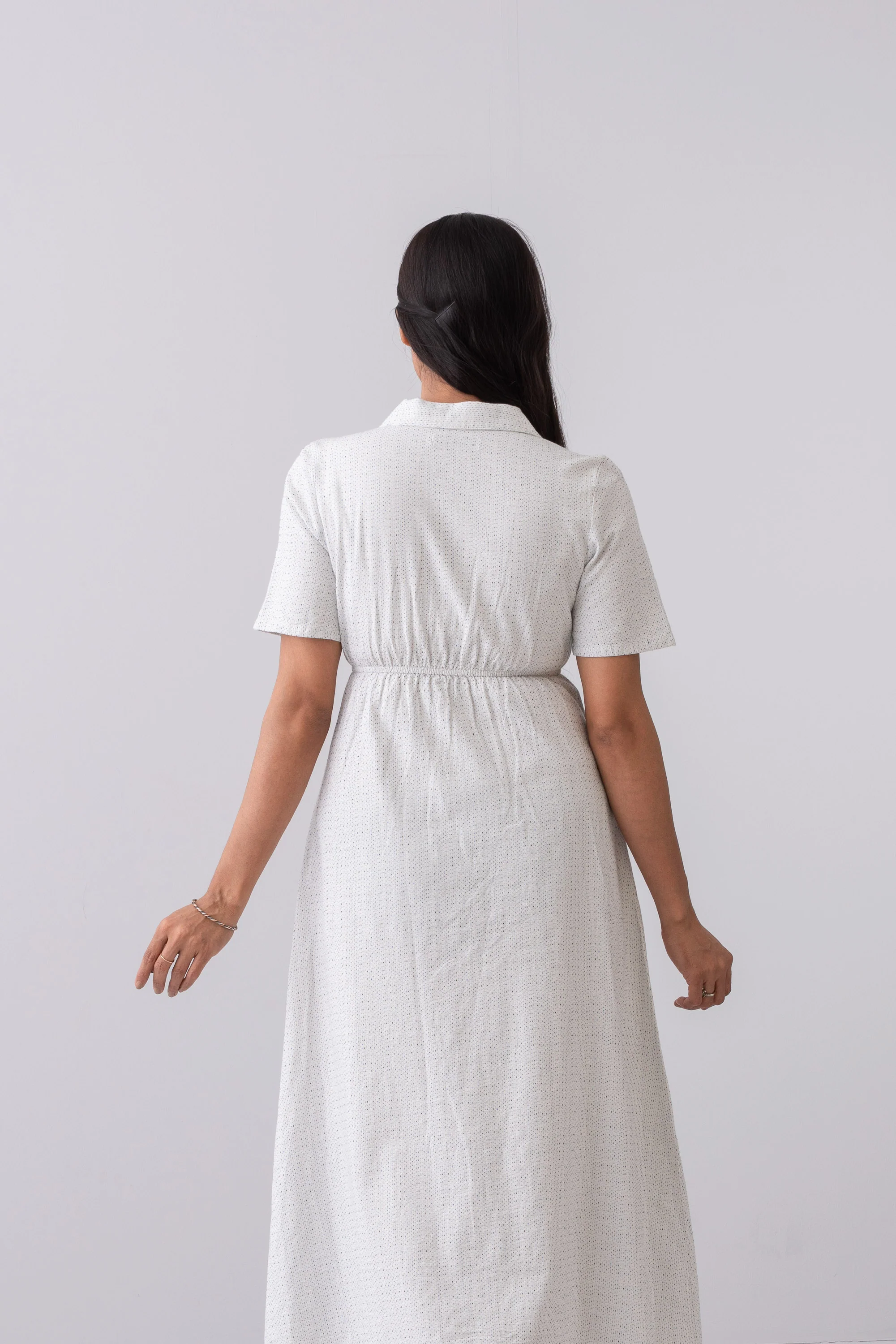 A-Line Shirt-Style Floral Long Dress - XTXFMF