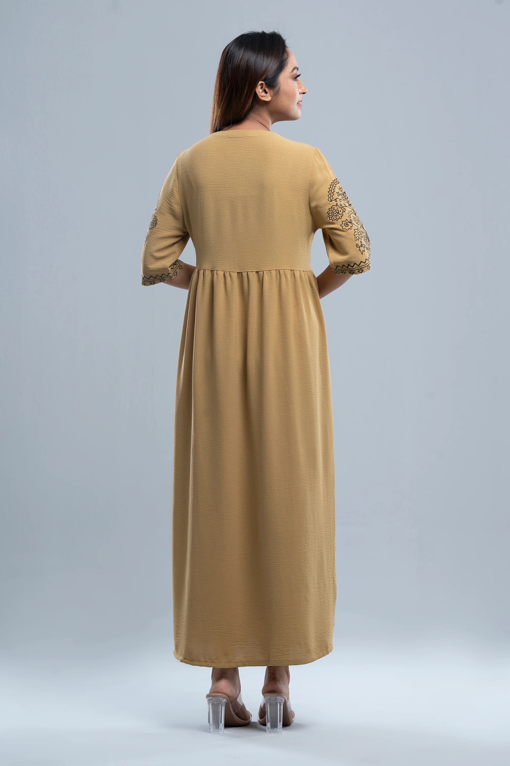 Floral Embroidered Georgette Long Dress - XTXFMF