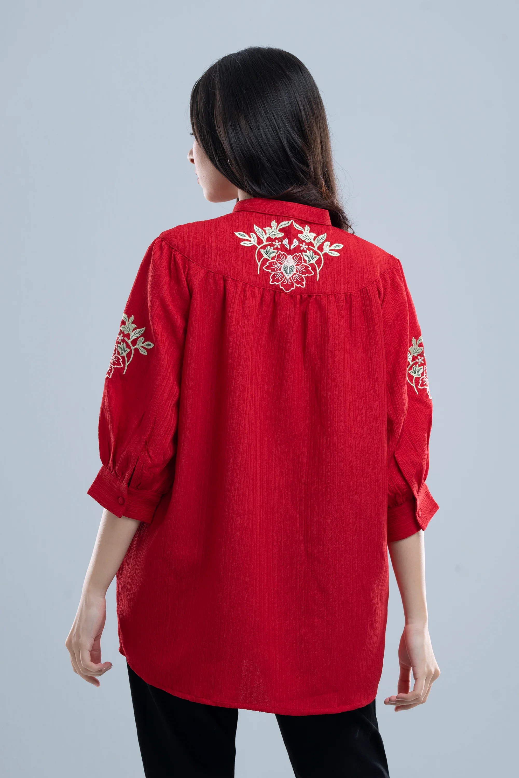 Floral-Embroidered Casual Evening Top - XTXFMF