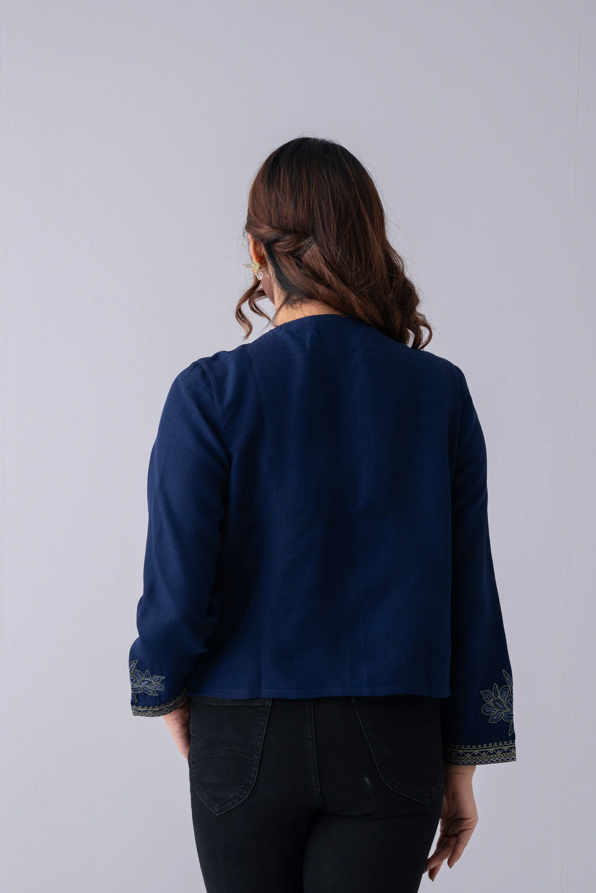 Embroidered Georgette Bolero Top - XTXFMF