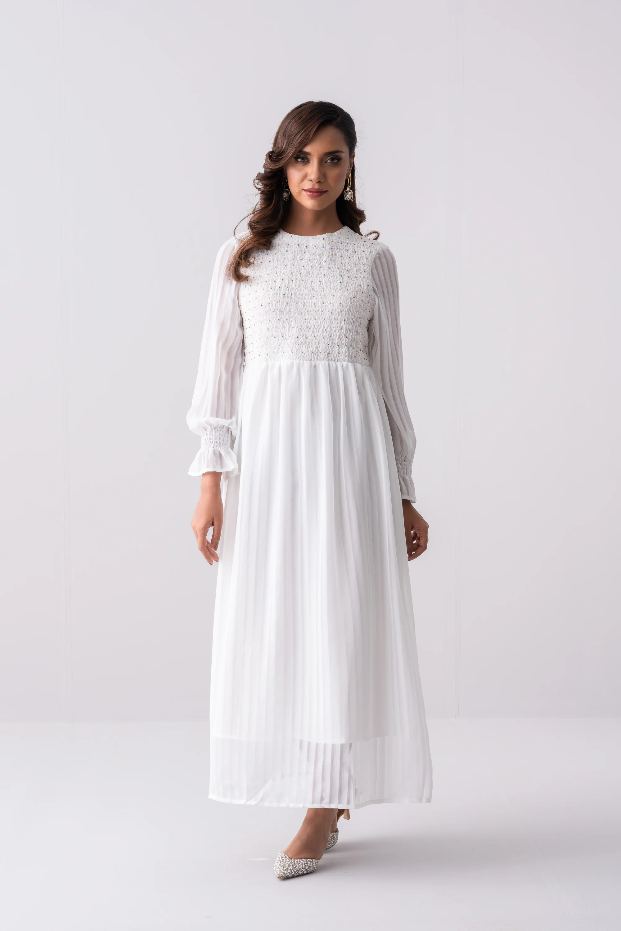 Jacquard Stripe Georgette Long Dress - XTXFMF