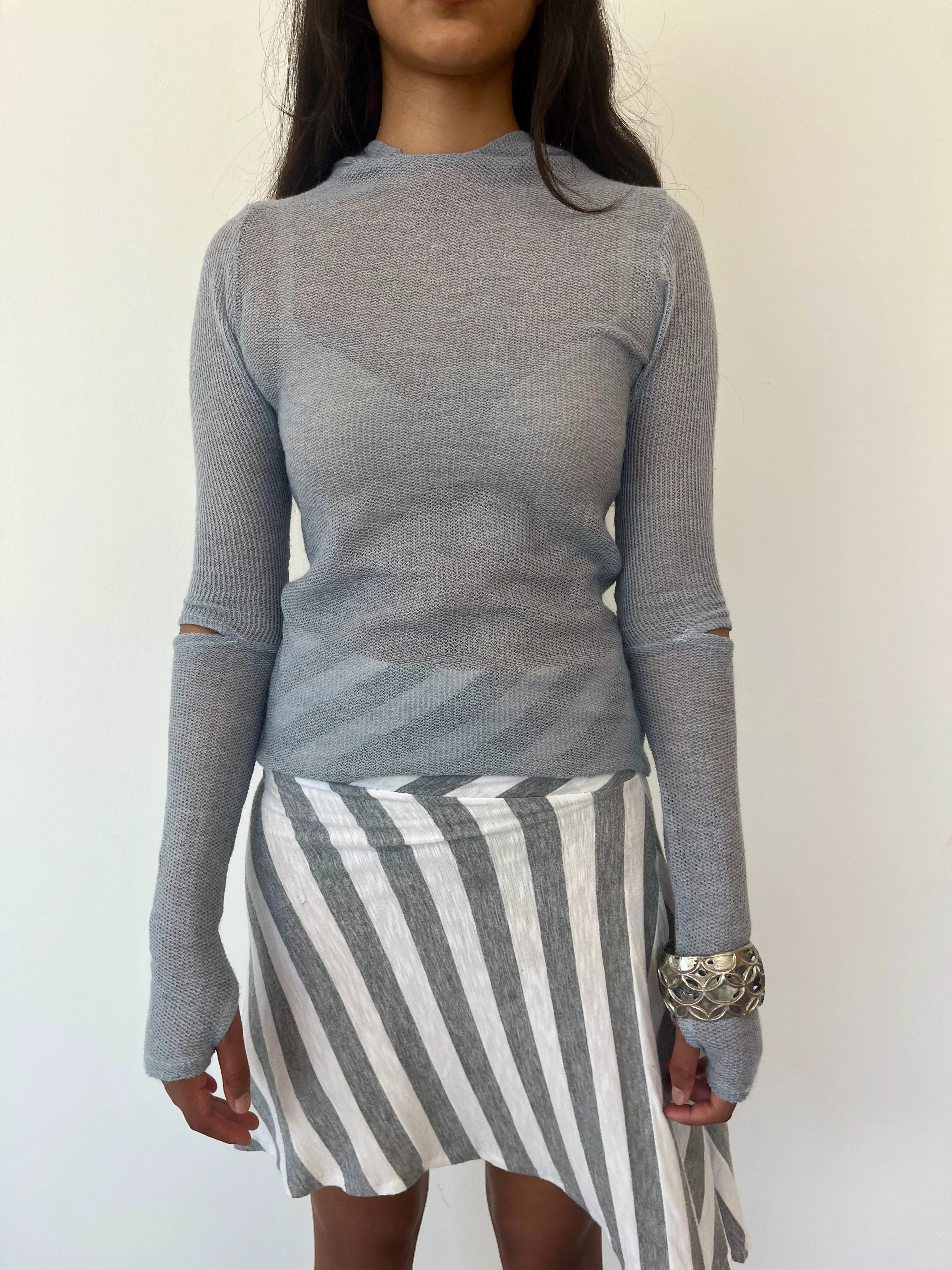 Blue Knit Hoodie - XTXFMF