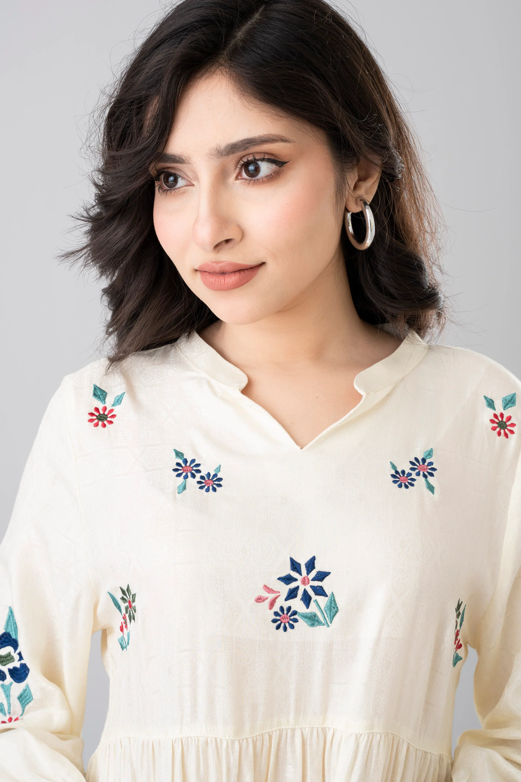 Floral Embroidered Jacquard Long Dress - XTXFMF