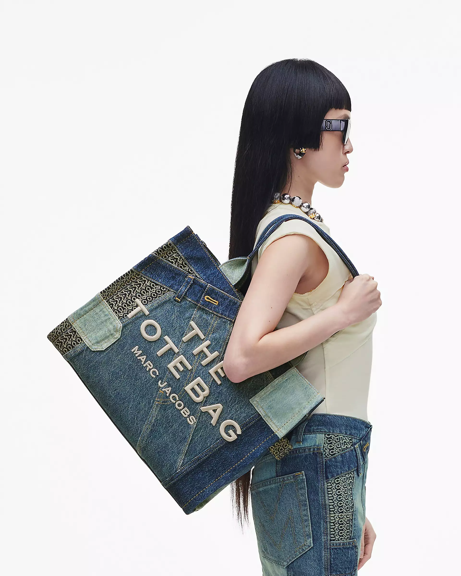 THE DECONSTRUCTED DENIM LARGE TOTE BAG - XTXFMF