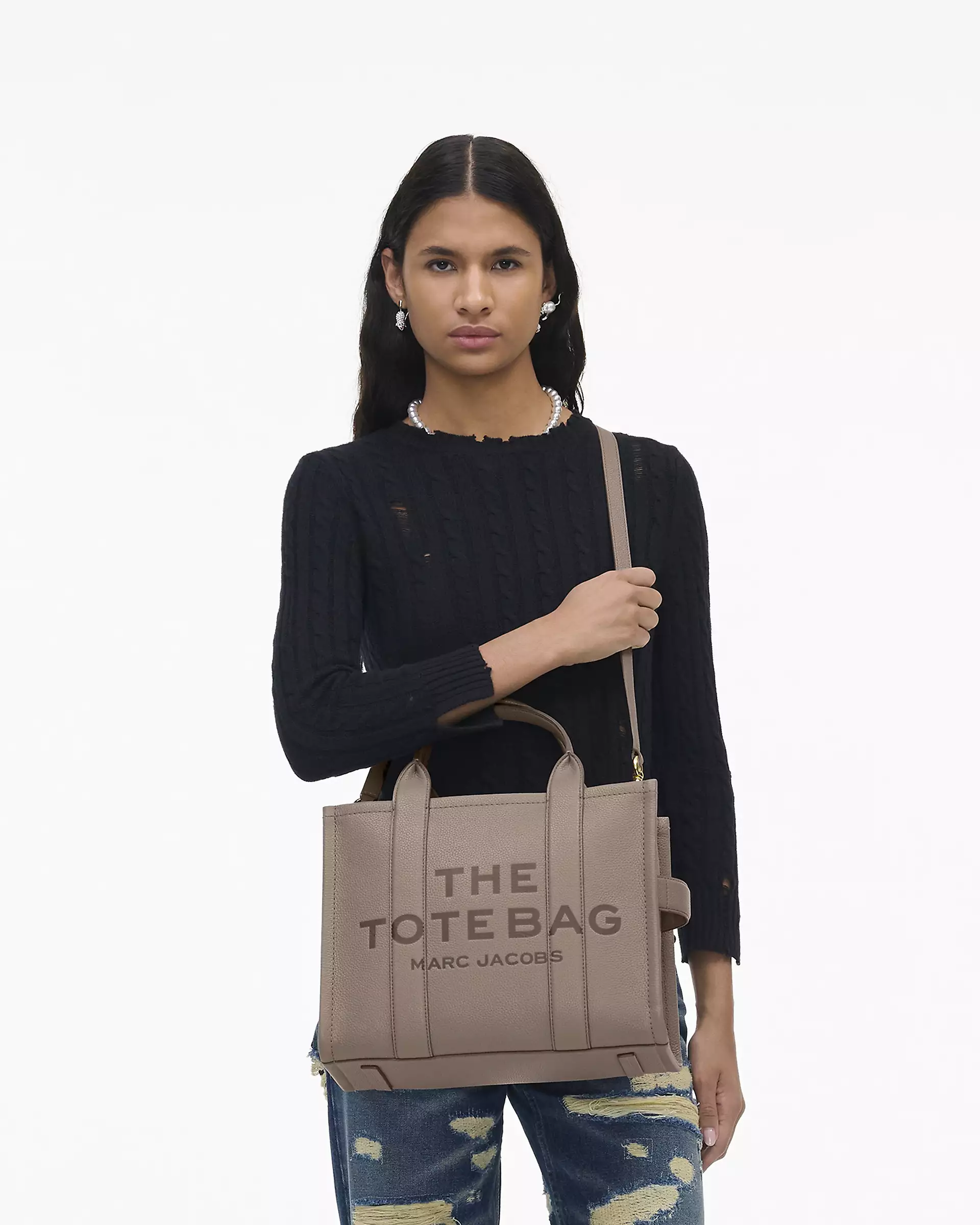 THE LEATHER MEDIUM TOTE BAG - XTXFMF