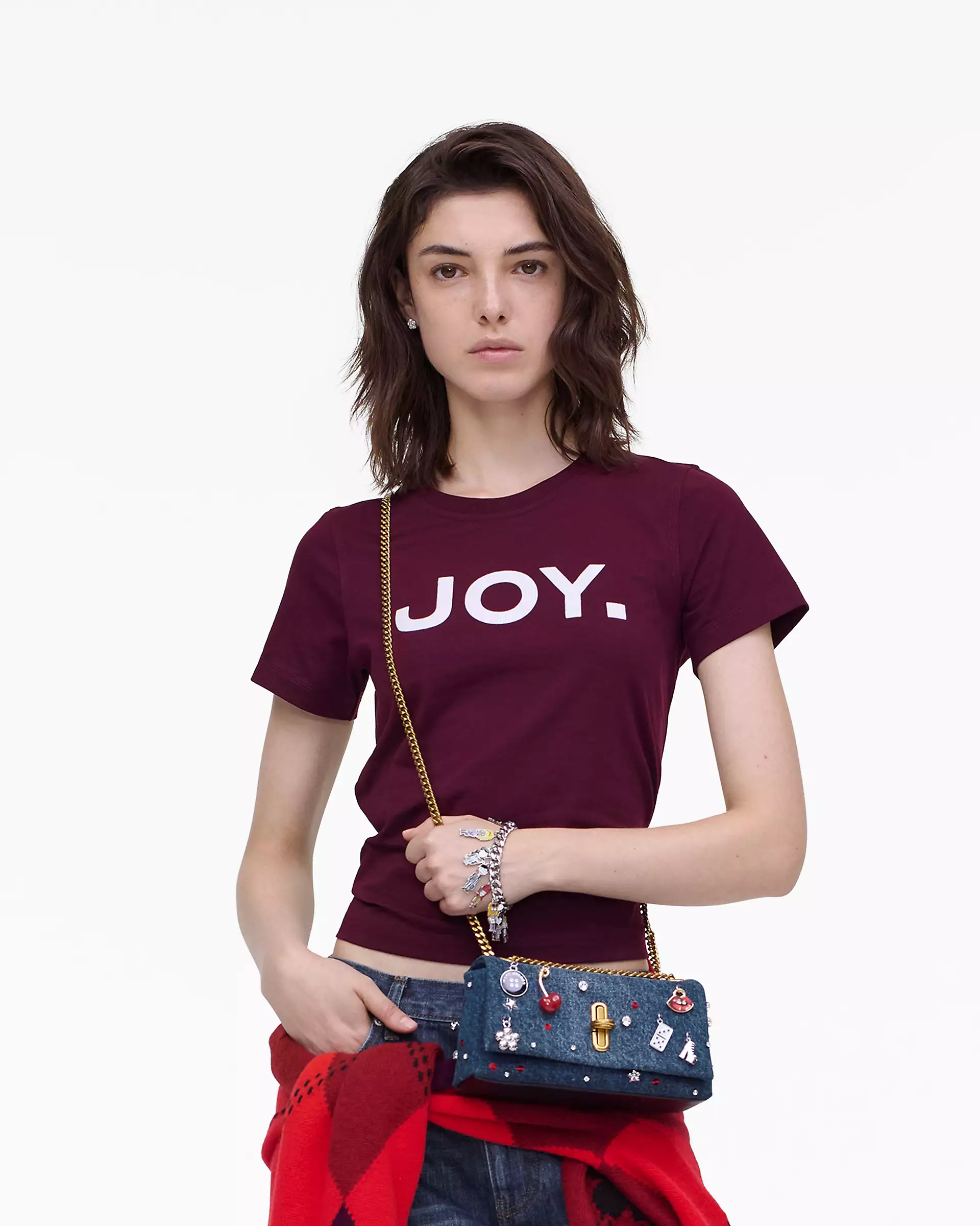 THE TRINKET CHARM DENIM DUAL CHAIN MINI BAG - XTXFMF