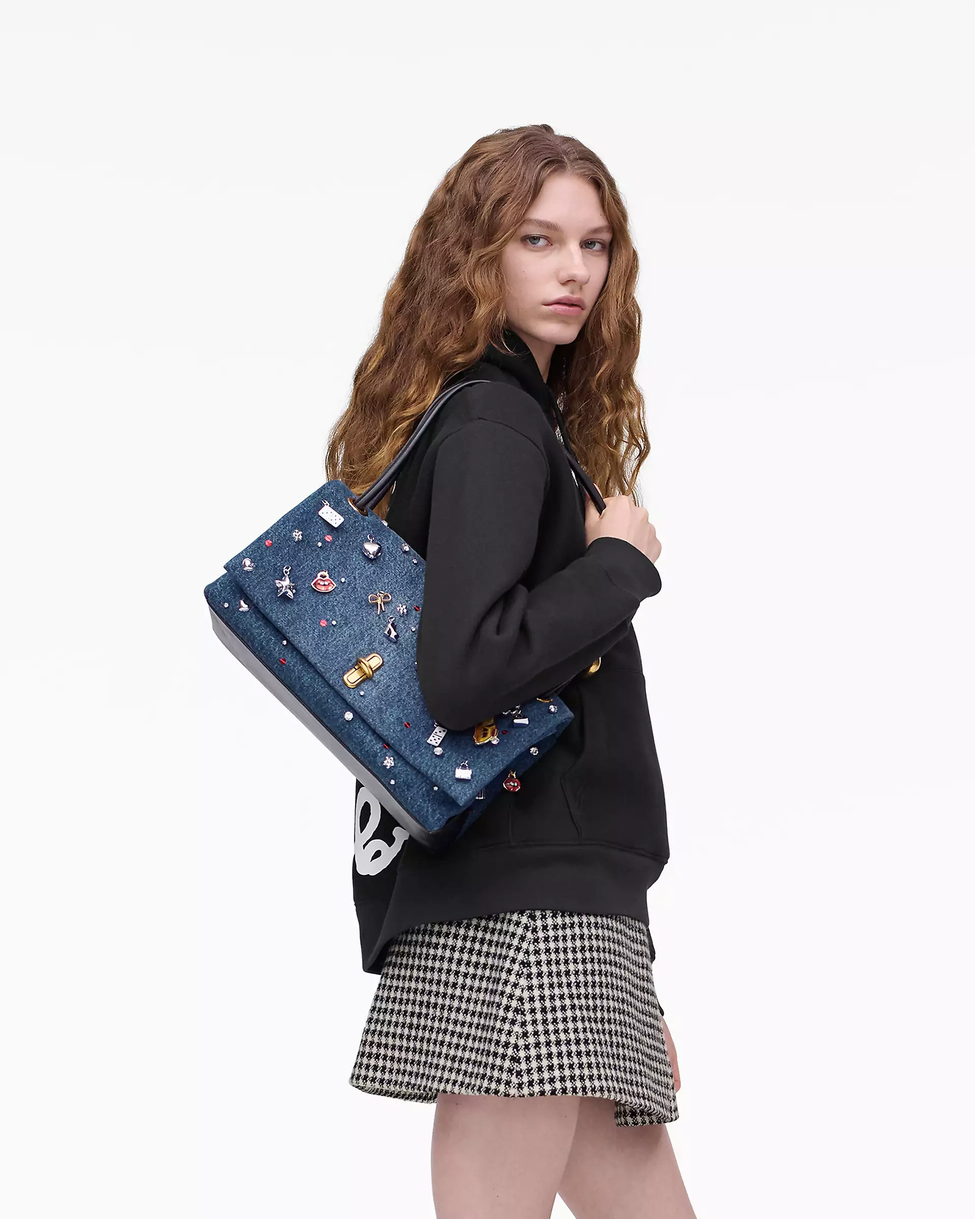 THE TRINKET CHARM DENIM LARGE DUAL BAG - XTXFMF