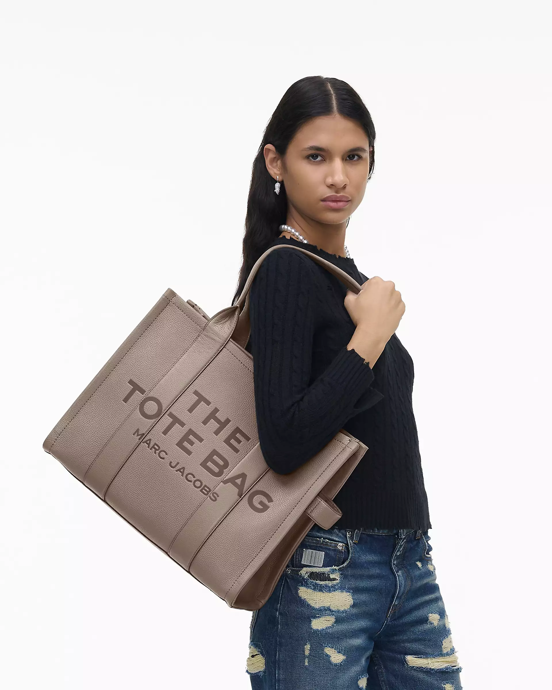 THE LEATHER LARGE TOTE BAG - XTXFMF