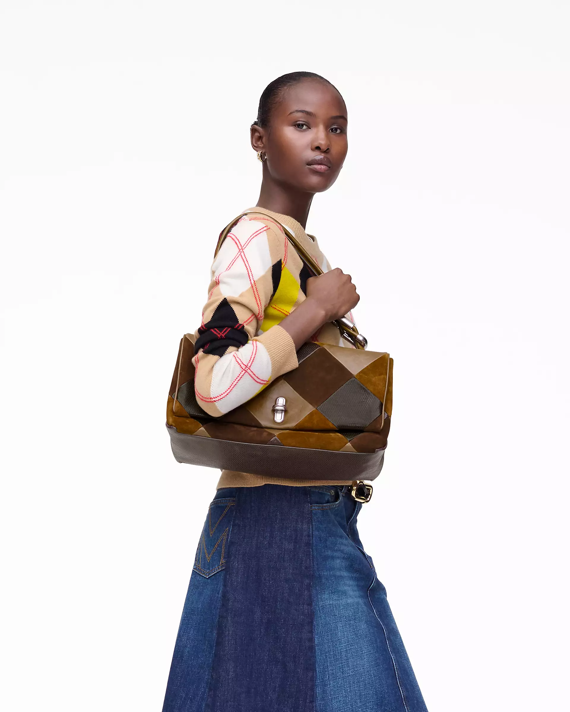 THE SUEDE PATCHWORK LARGE DUAL BAG - XTXFMF