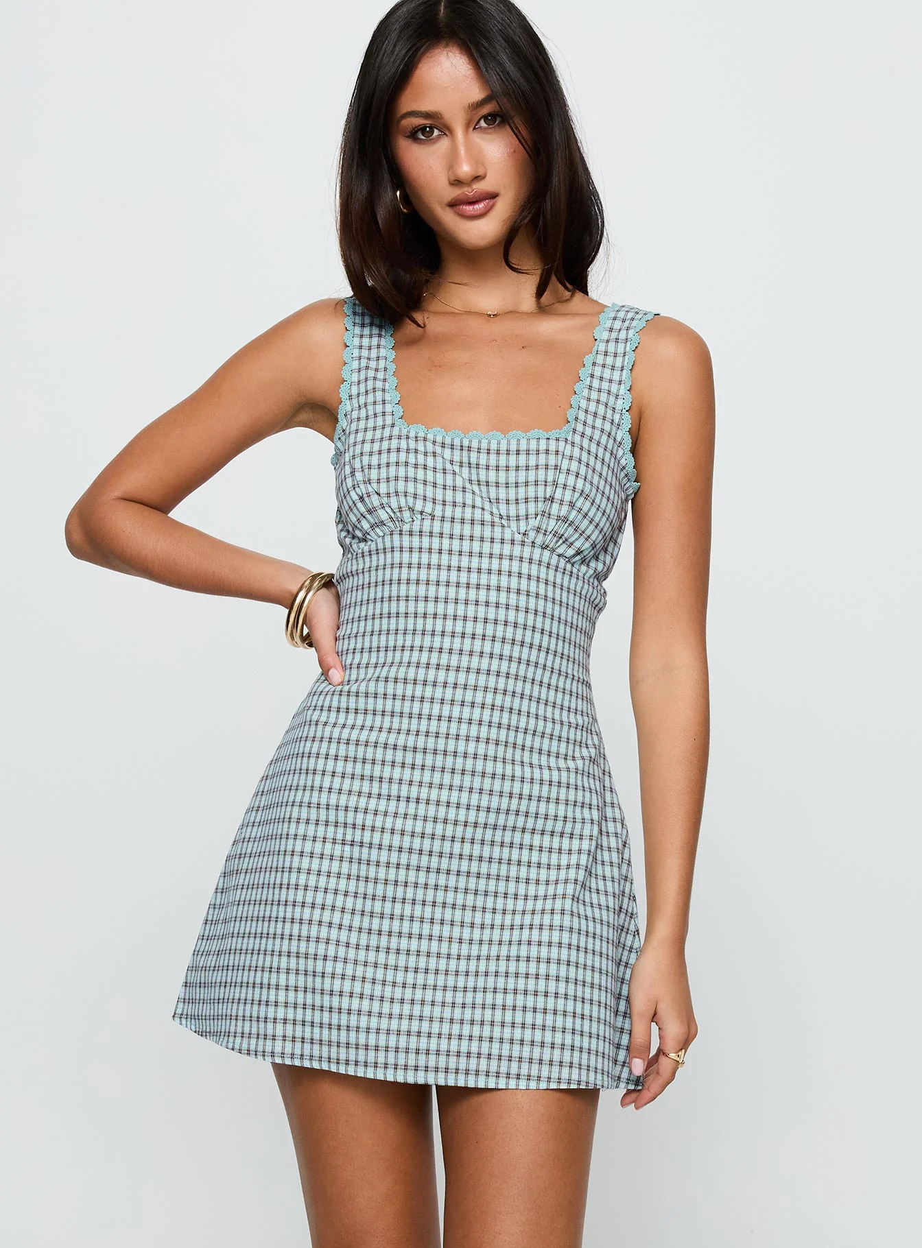 Dasha Mini Dress Blue / Brown Check - XTXFMF