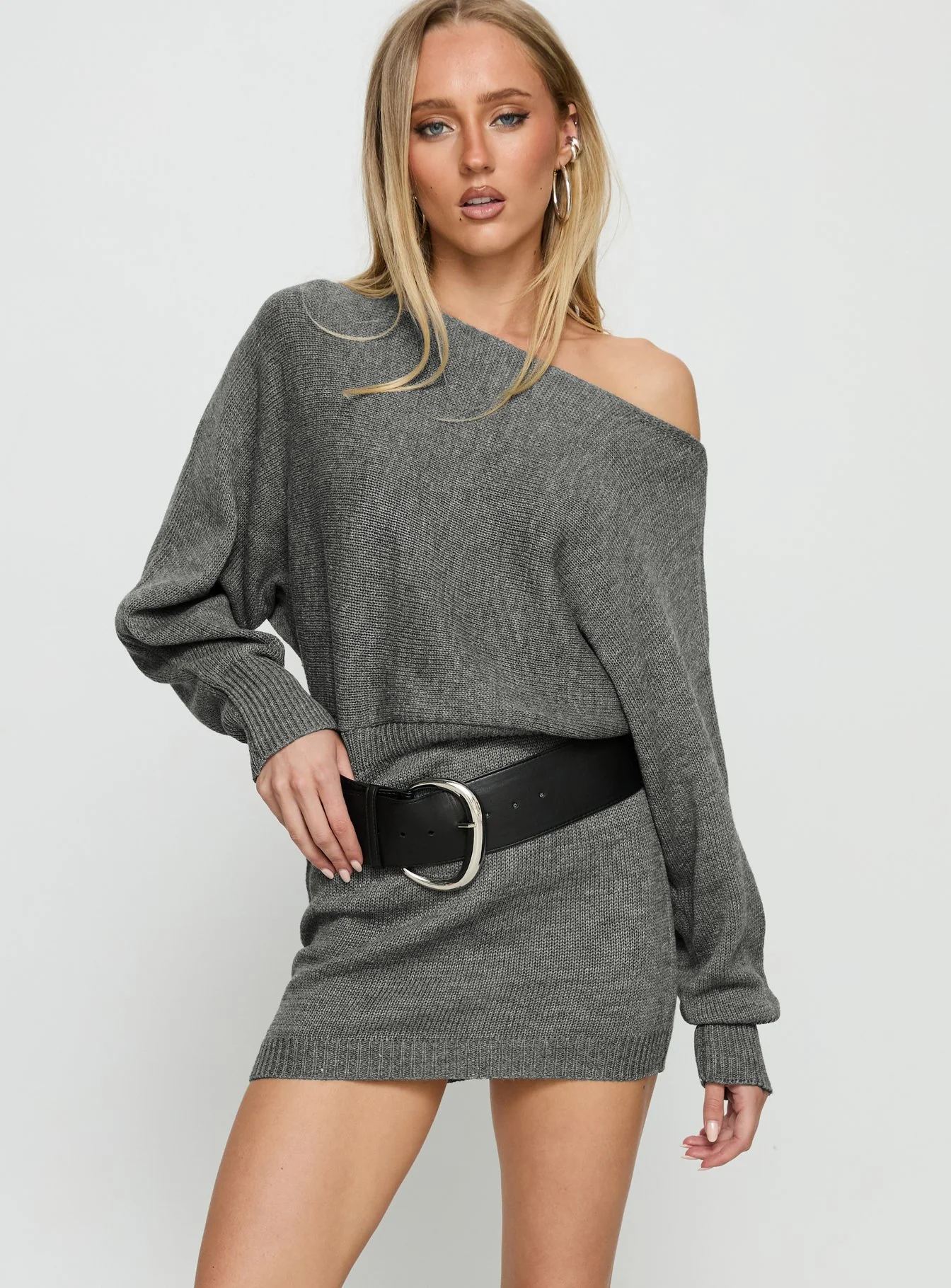 Bellamie Long Sleeve Mini Dress Grey - XTXFMF