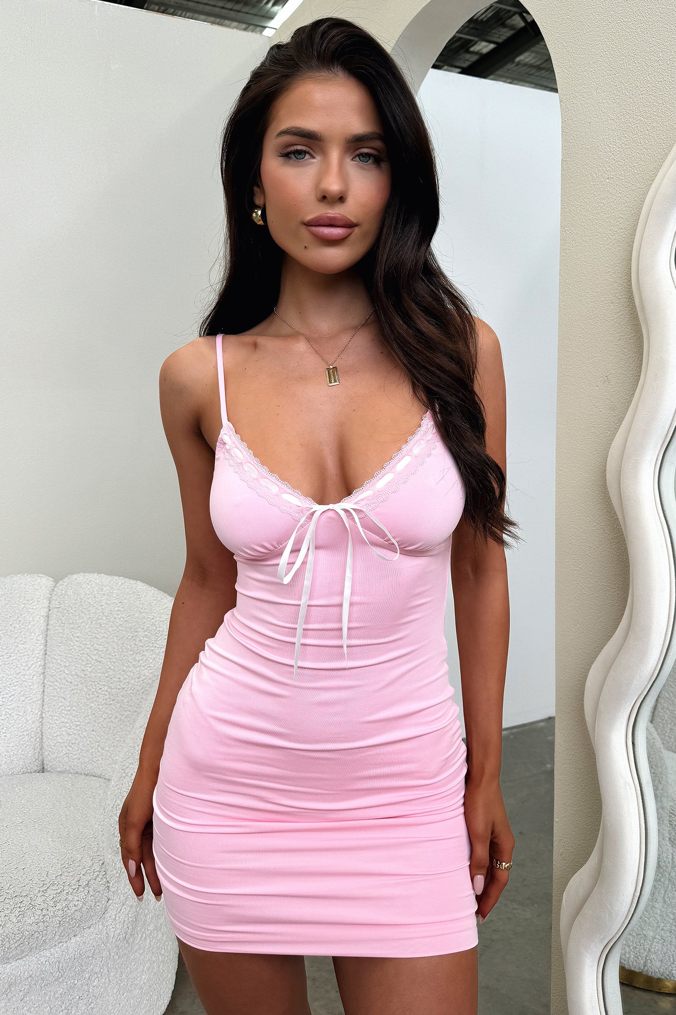 Jaylah Mini Dress - Baby Pink - XTXFMF