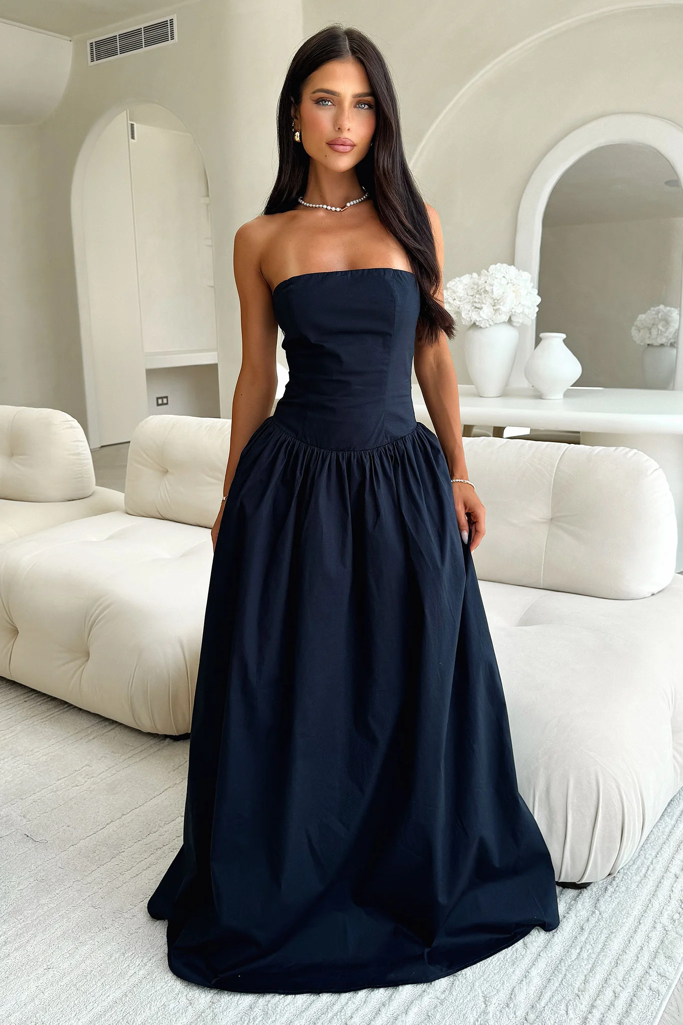 Iridessa Strapless Maxi Dress - Navy - XTXFMF
