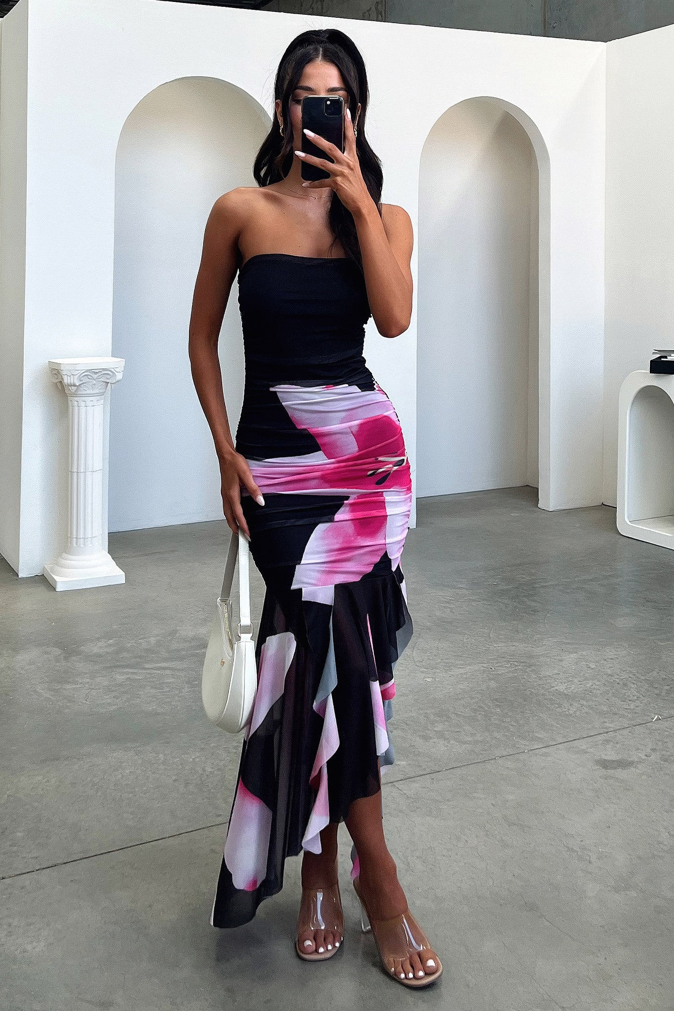 Alrita Strapless Midi Dress - Black - XTXFMF