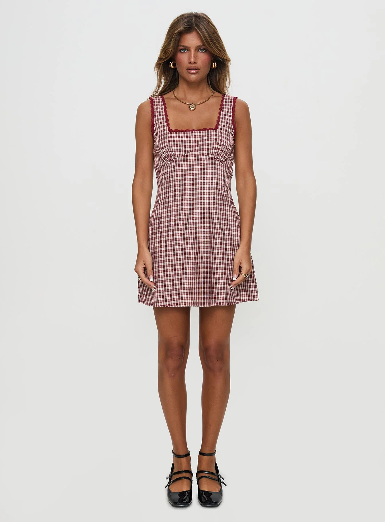 Dasha Mini Dress Red Check Petite - XTXFMF