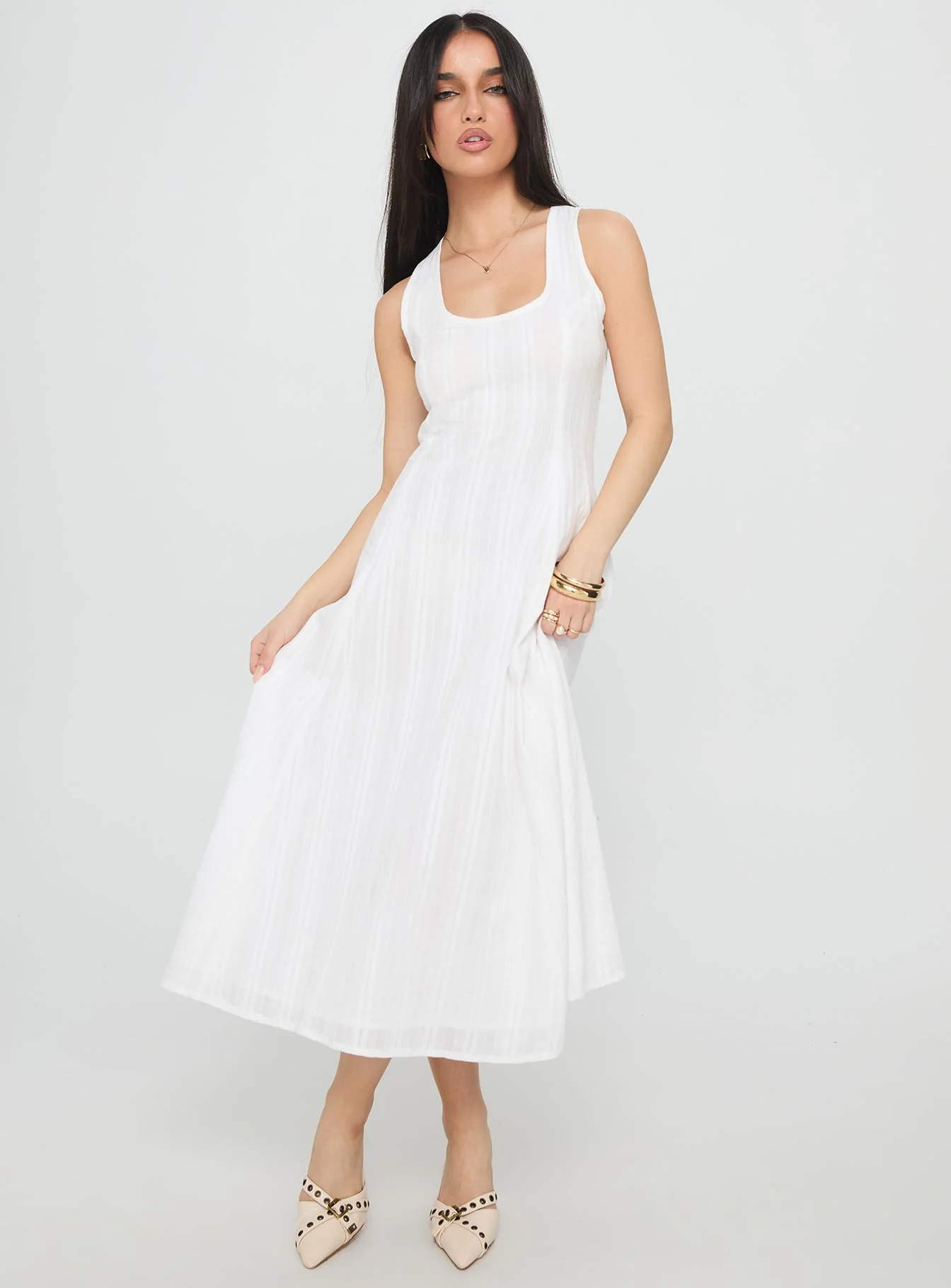 Forever Loved Panelled Midi Dress White - XTXFMF