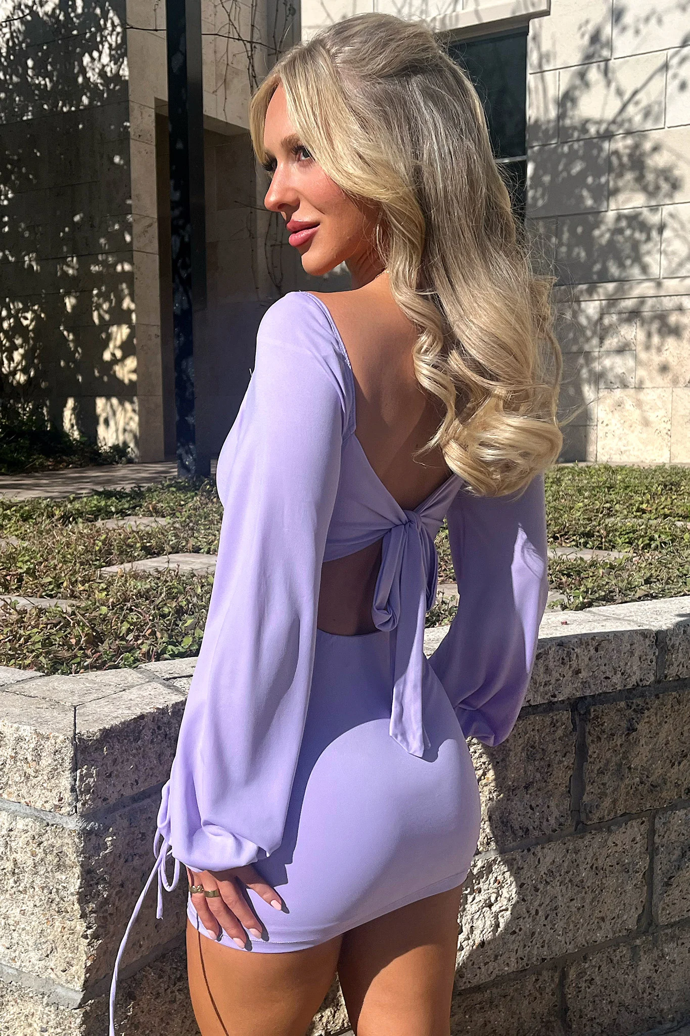 Atkinson Long Sleeve Mini Dress - Purple - XTXFMF