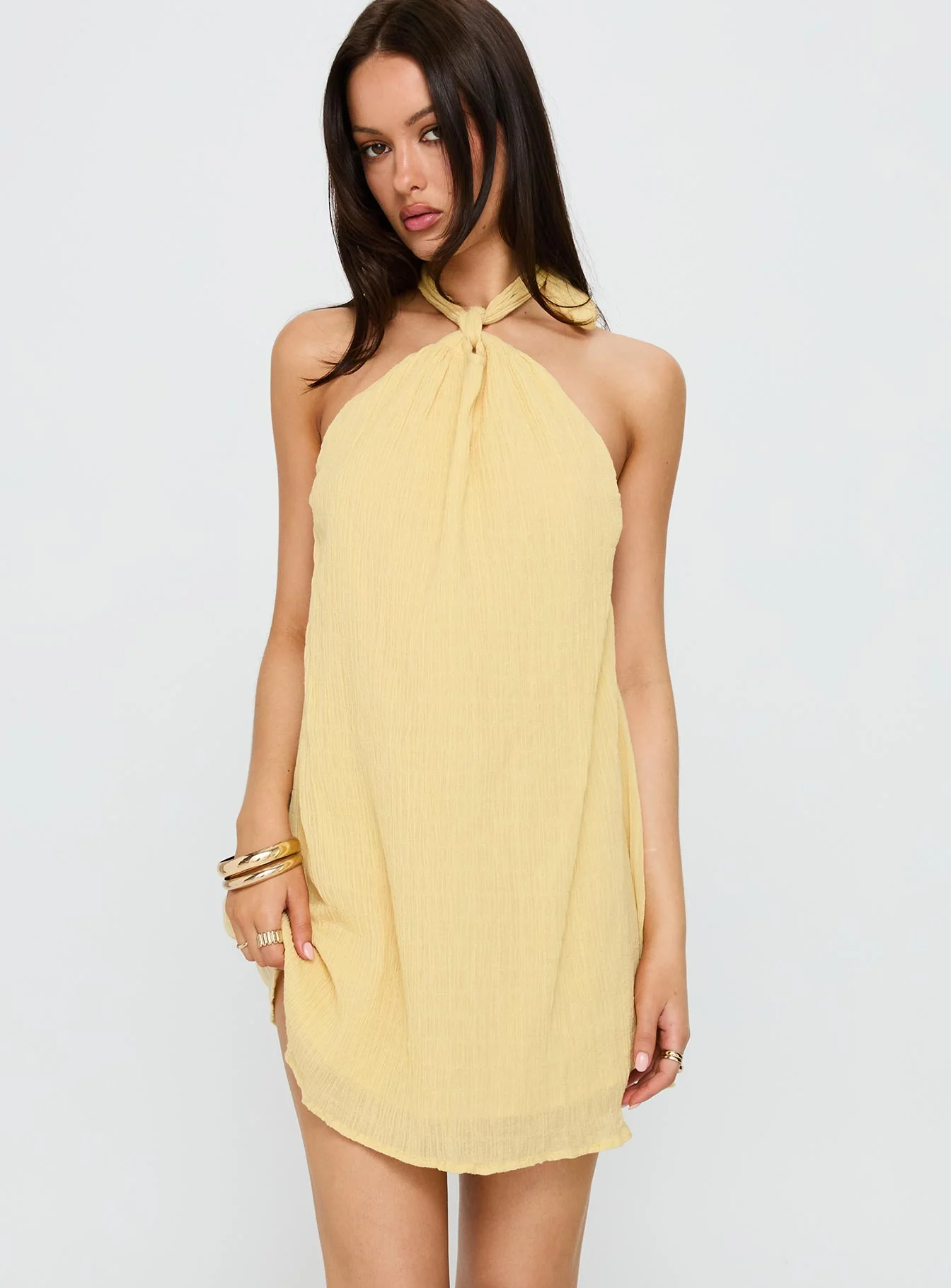 Kaiko Halter Mini Dress Yellow - XTXFMF