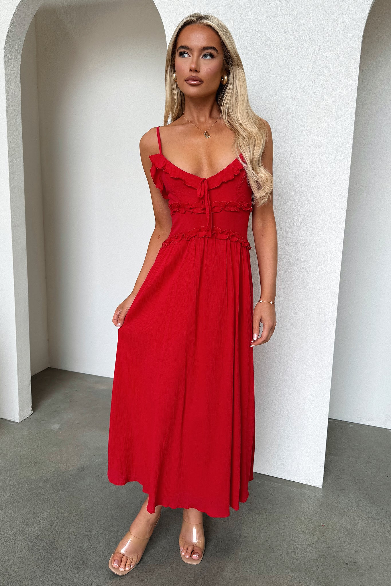 Nicola Midi Dress - Red - XTXFMF