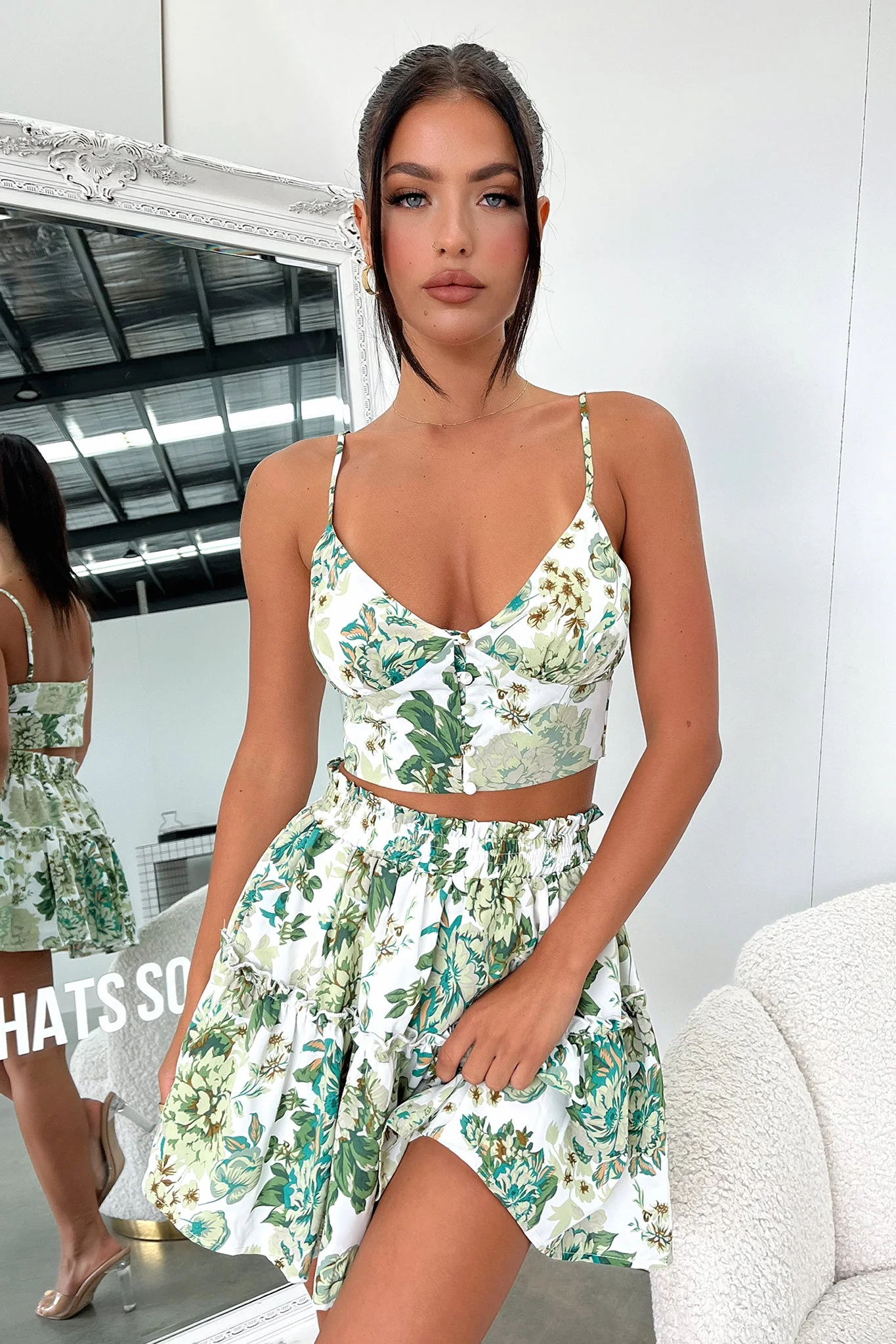 Tahan Skirt - Green Floral - XTXFMF