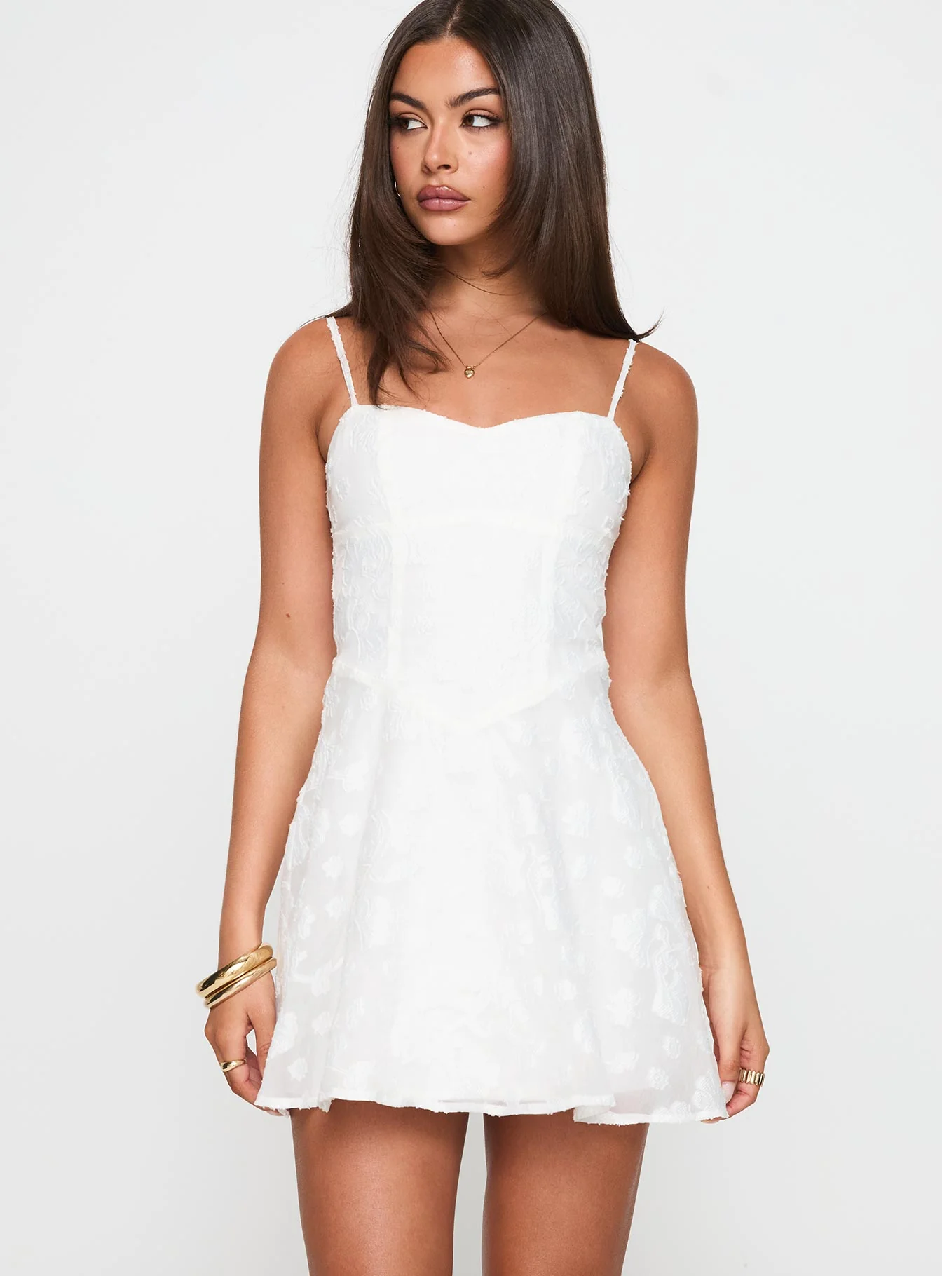 New Chapters Broderie Mini Dress White - XTXFMF
