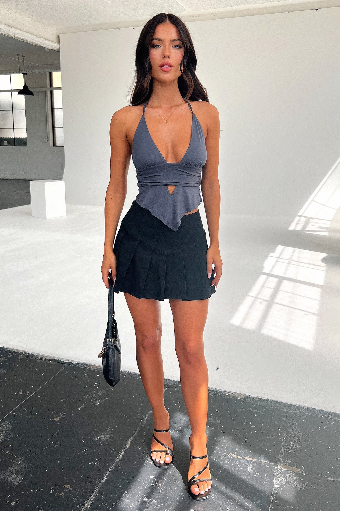 Calison Halter Crop - Charcoal - XTXFMF