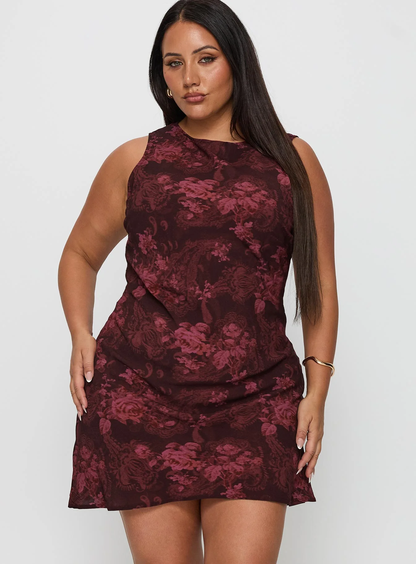 Vivre Mini Dress Burgundy Paisley Curve - XTXFMF