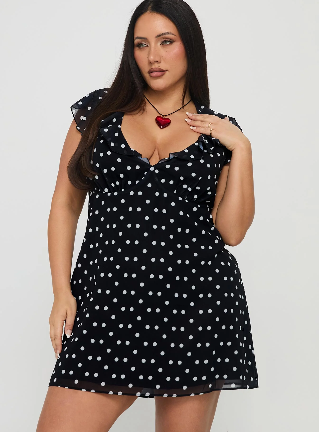I Guess So Mini Dress Black Polka Dot Curve - XTXFMF