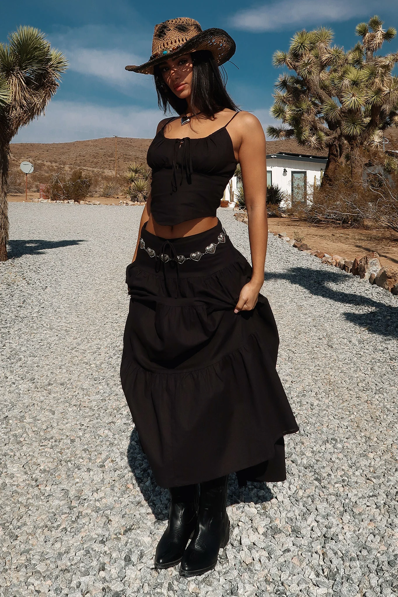 Barbados Linen Maxi Skirt - Black - XTXFMF