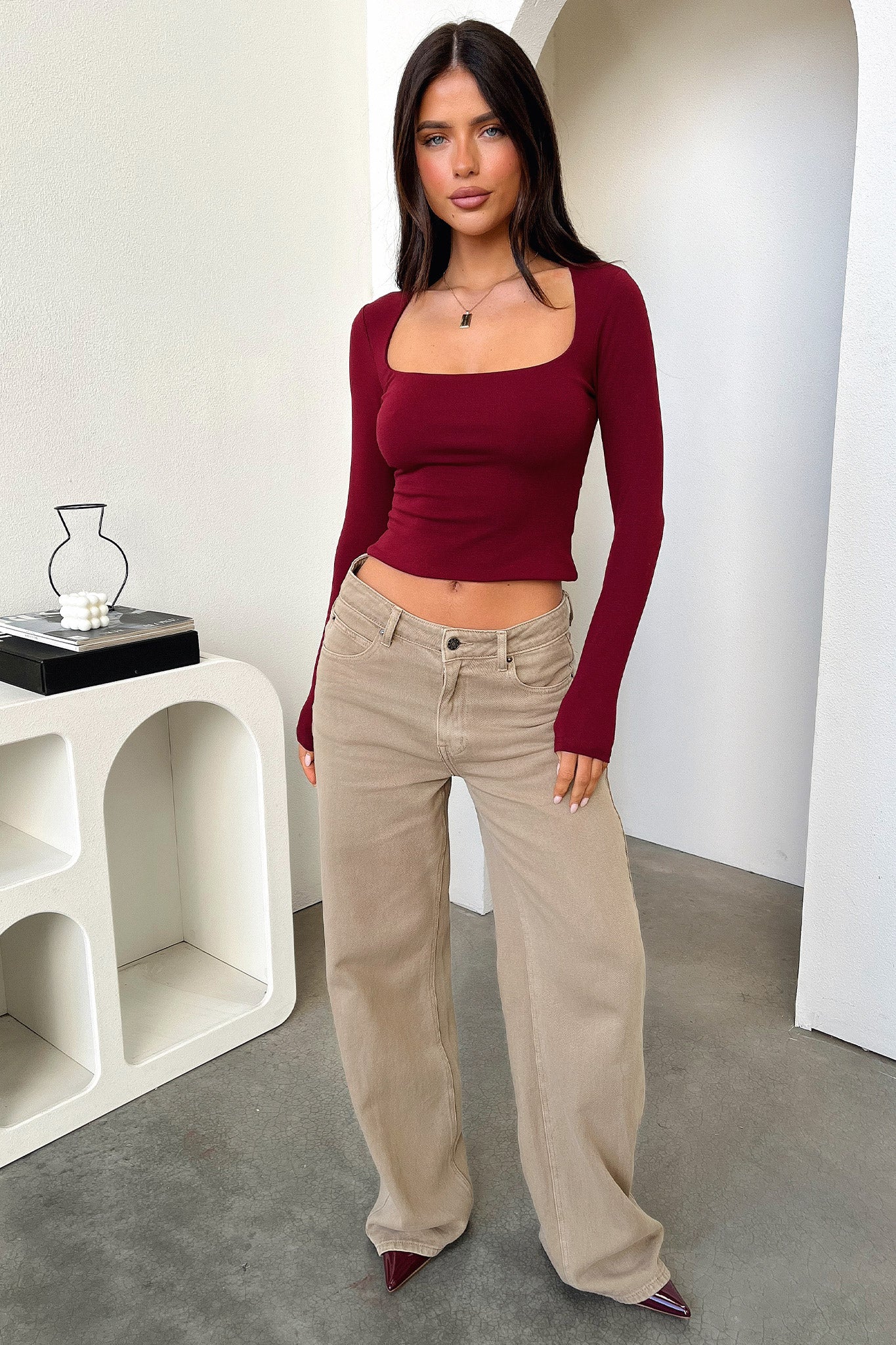 Andre Long Sleeve Top - Burgundy - XTXFMF