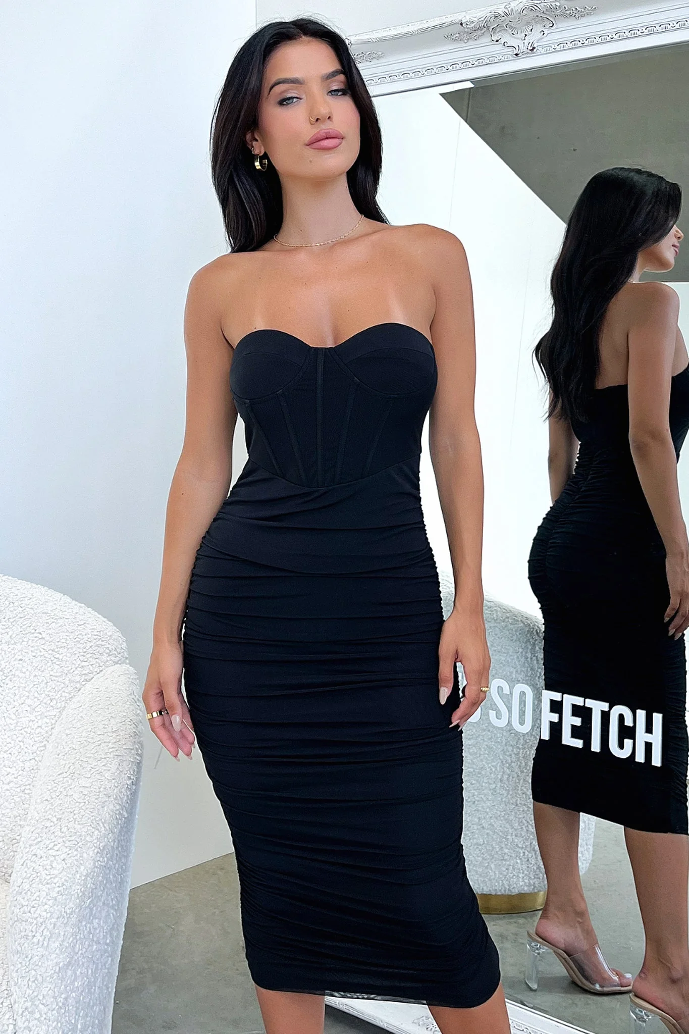 Keely Midi Dress - Black - XTXFMF