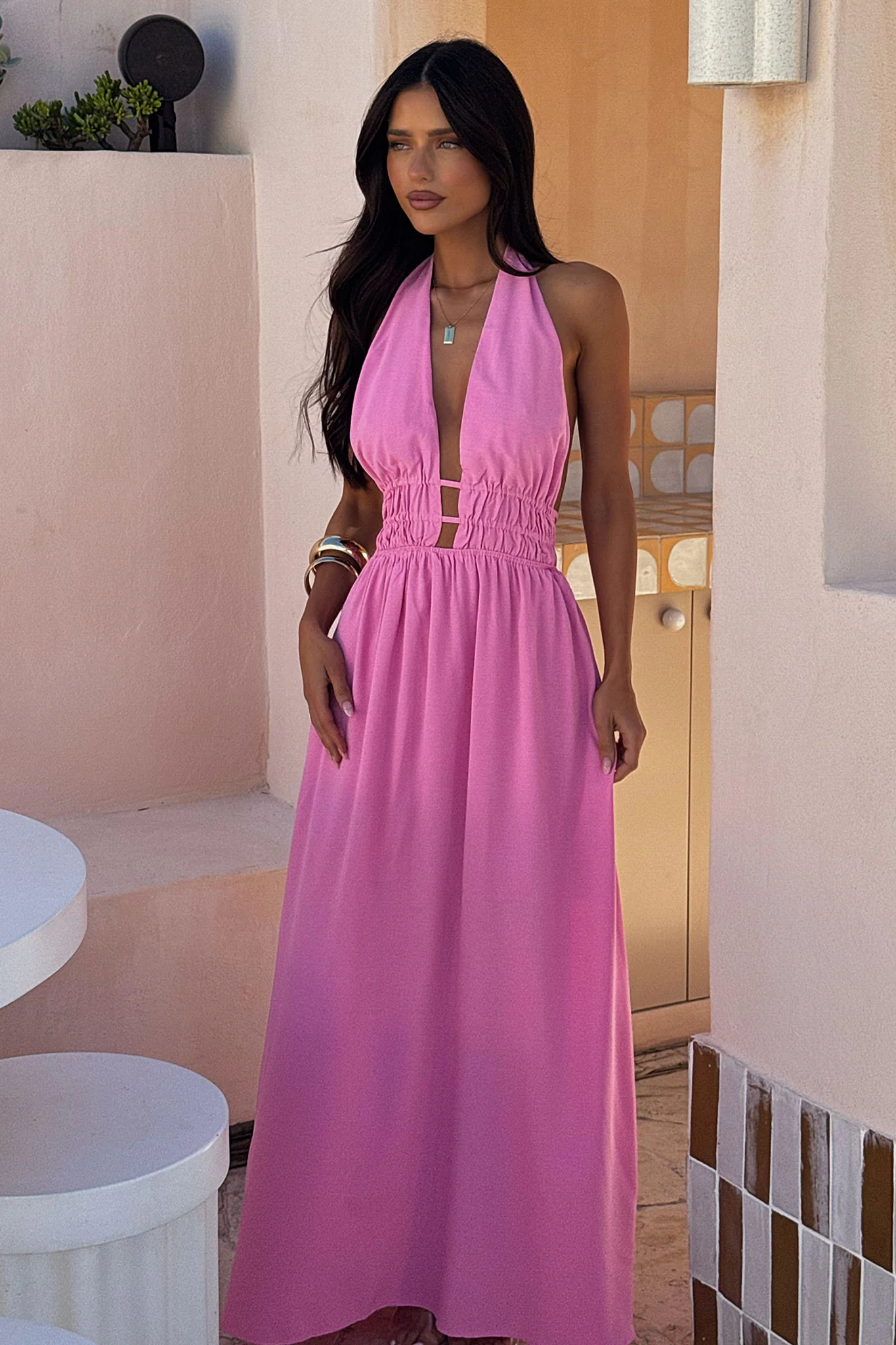Arien Maxi Dress - Pink - XTXFMF