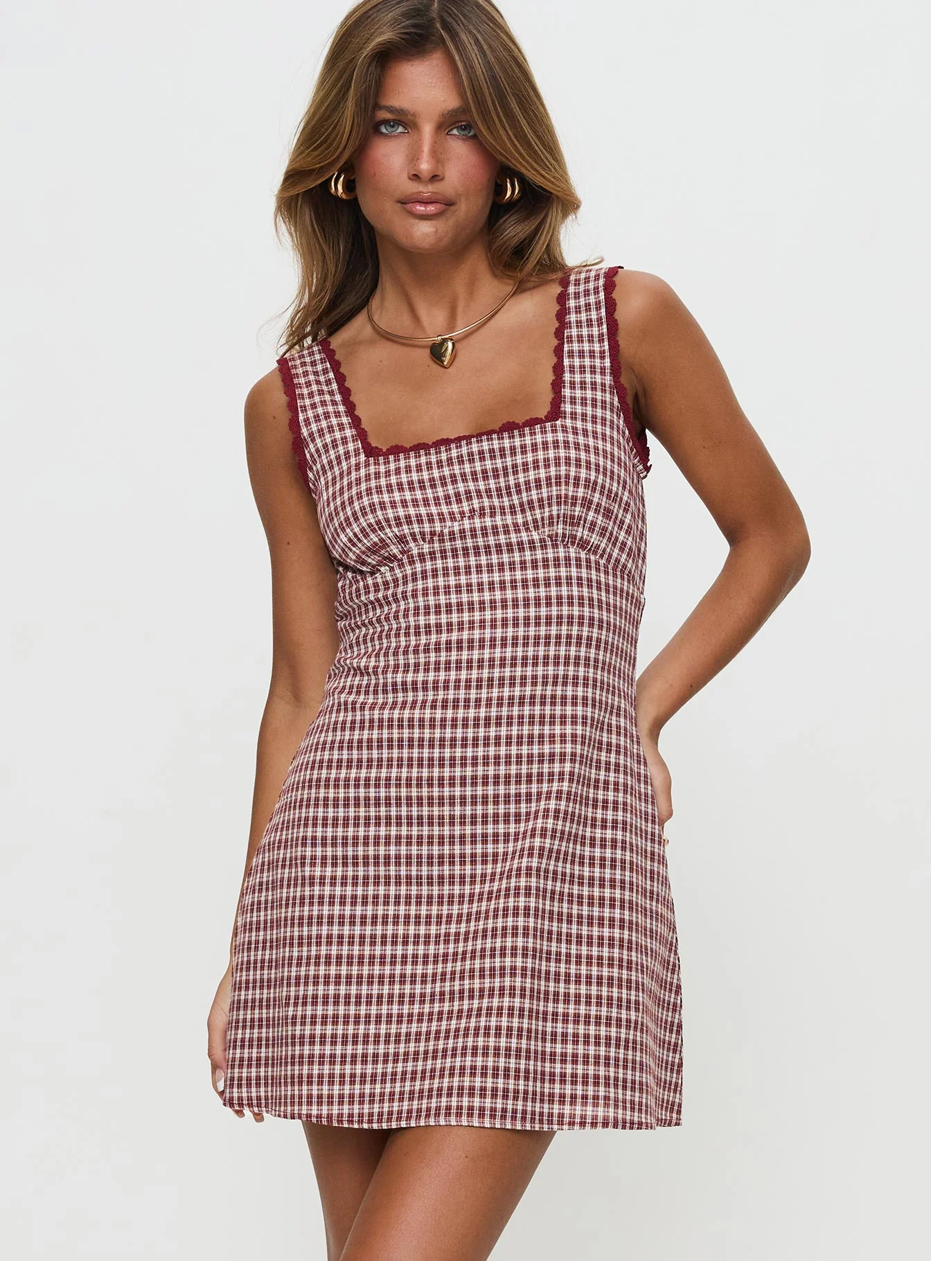 Dasha Mini Dress Red Check Tall - XTXFMF